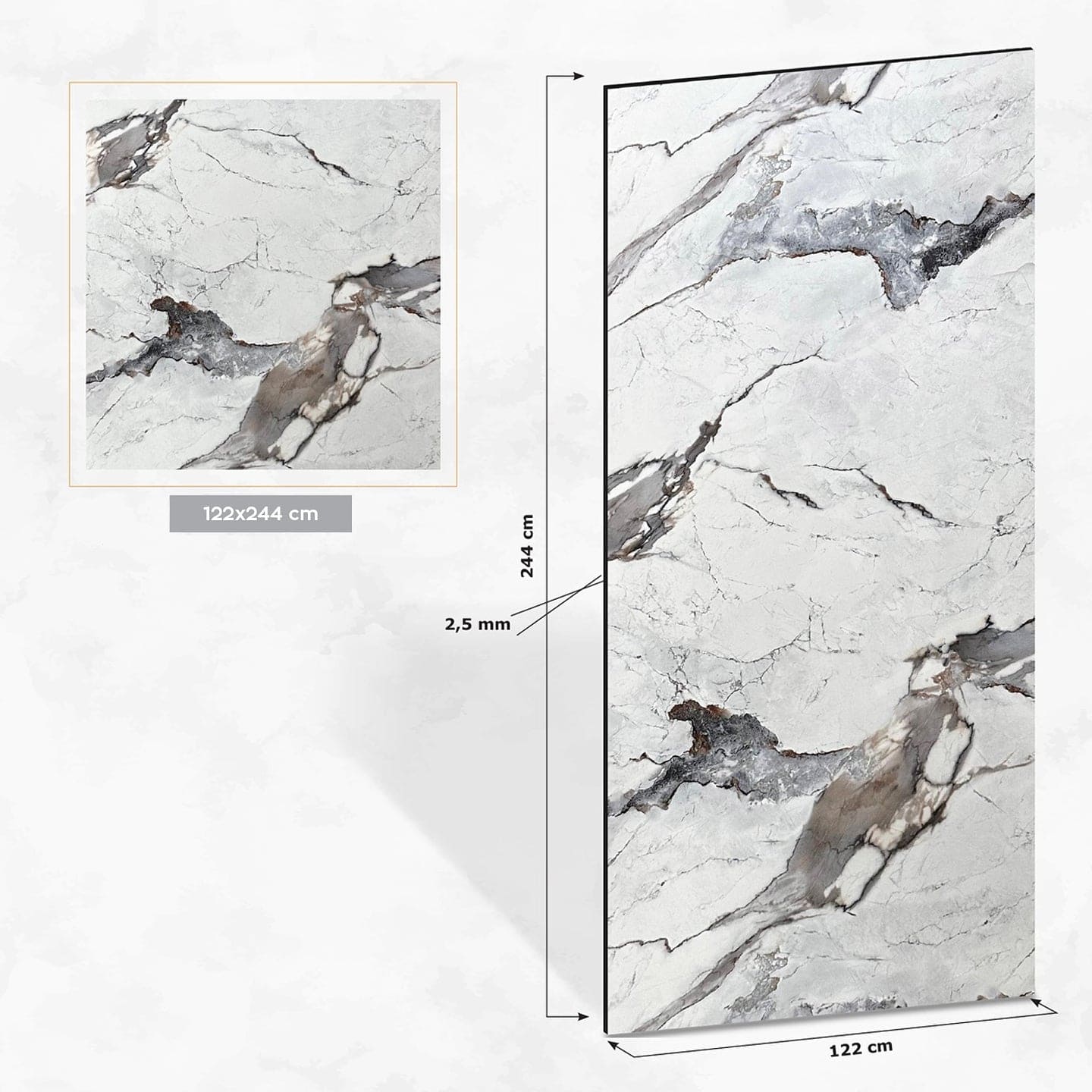 Luna White Marble Effect  Wall Panel