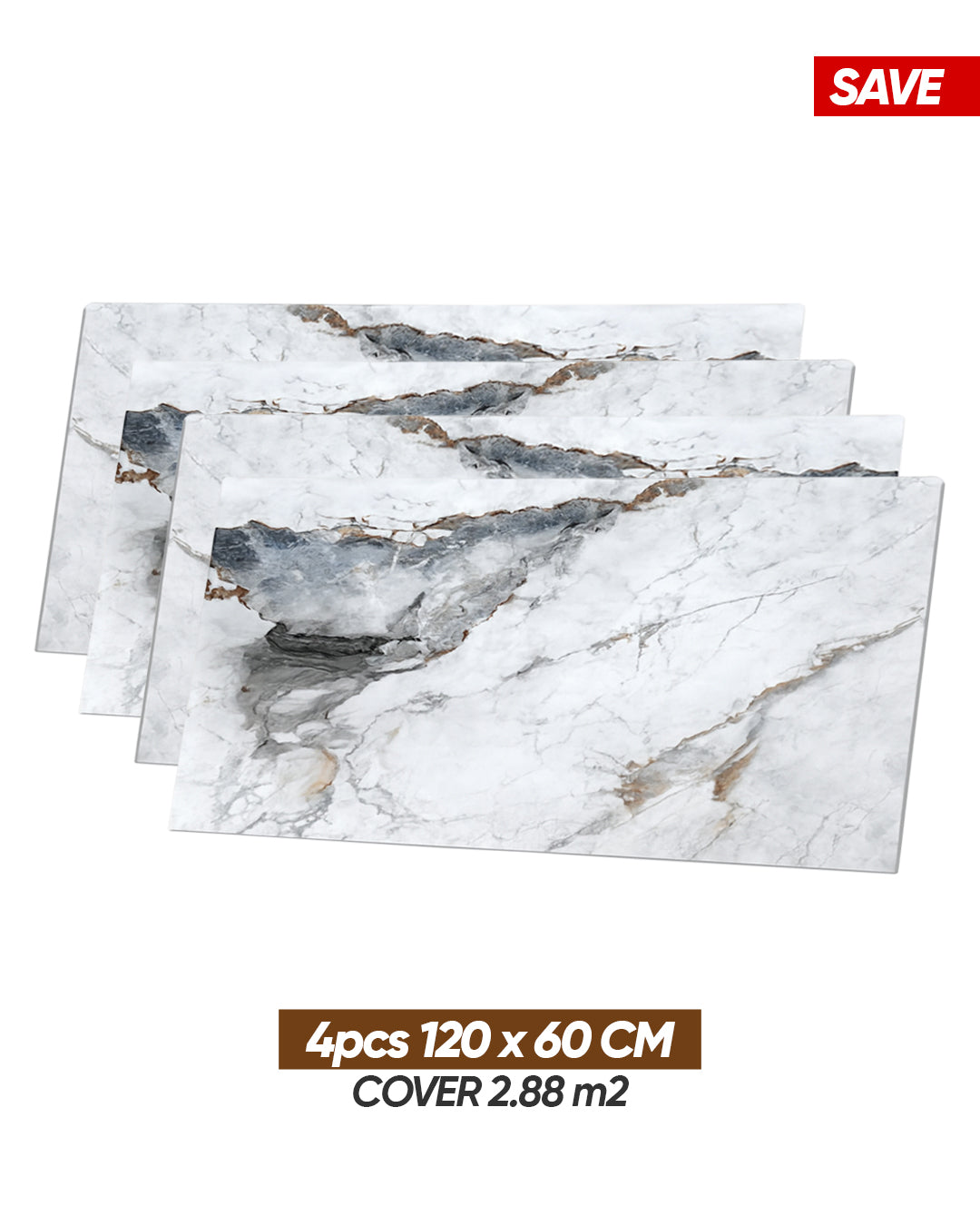 Luna White – PVC Marble Effect Panel (120 x 60 cm | 3mm)