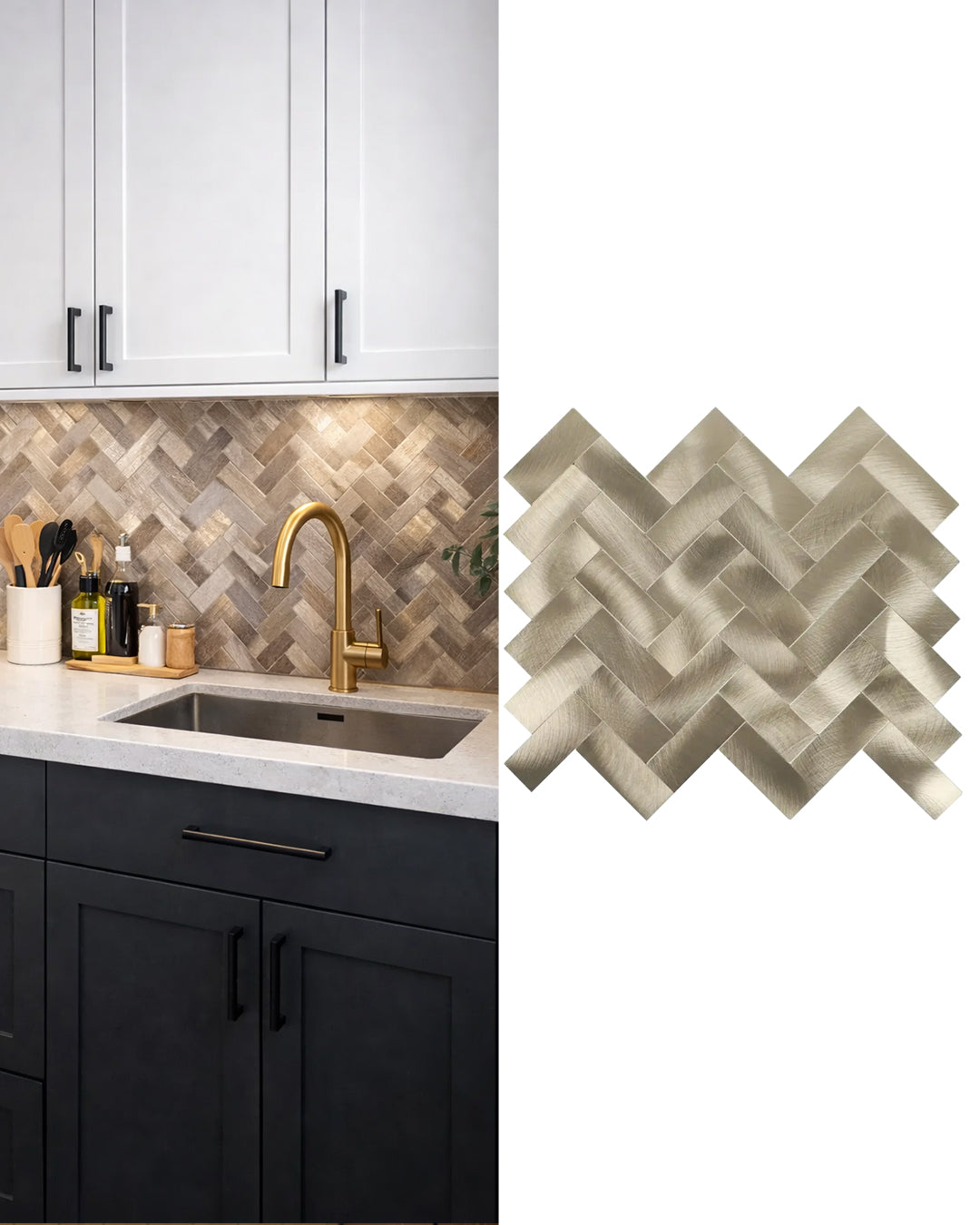 Harringborne Luxe | Peel & Stick Mosaic Tile Panel (255mm x 318mm / 10" x 12.5")