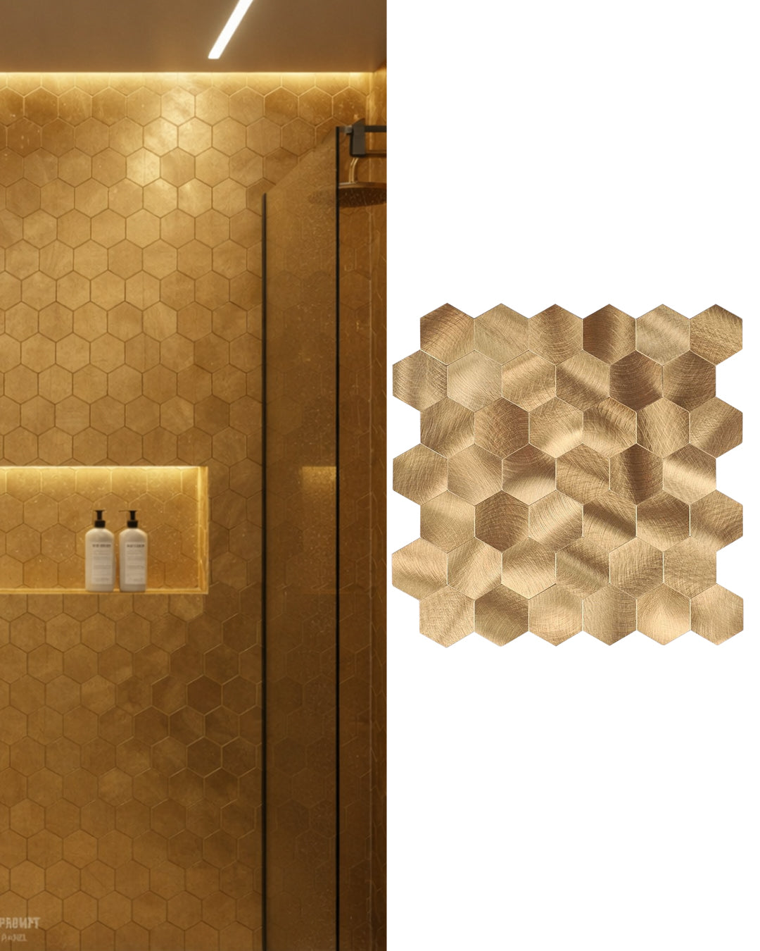 Hexa Gold | Peel & Stick Mosaic Tile Panel (288mm x 292mm / 11.3" x 11.5")
