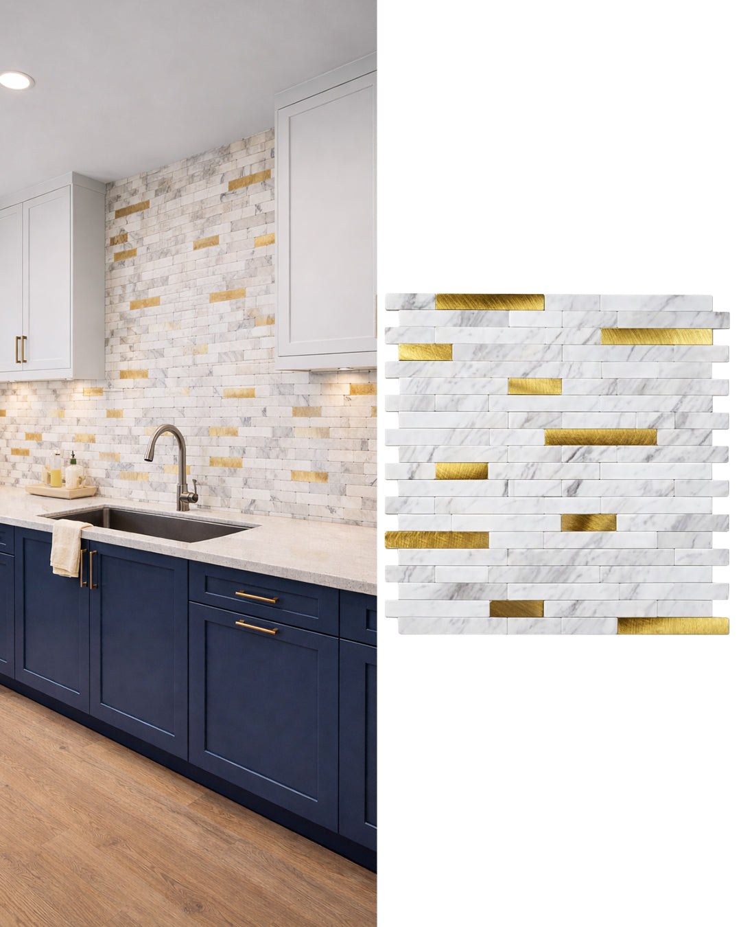 PureLux Gold | Peel & Stick Mosaic Tile Panel (292mm x 297mm / 11.5" x 11.7")