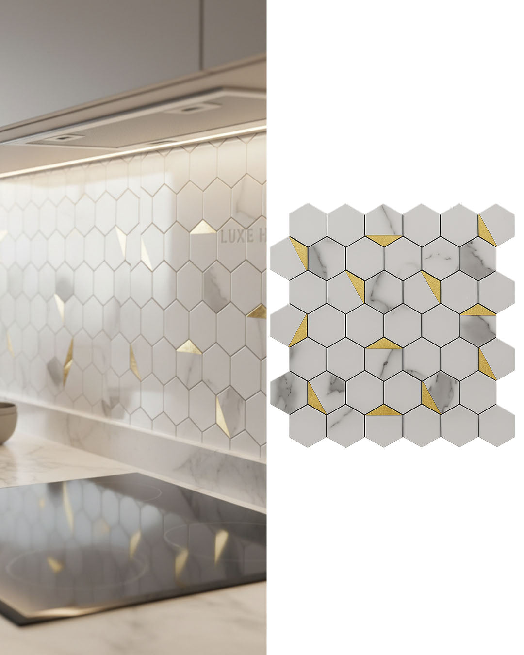 Hexa White | Peel & Stick Mosaic Tile Panel (288mm x 292mm / 11.3" x 11.5")