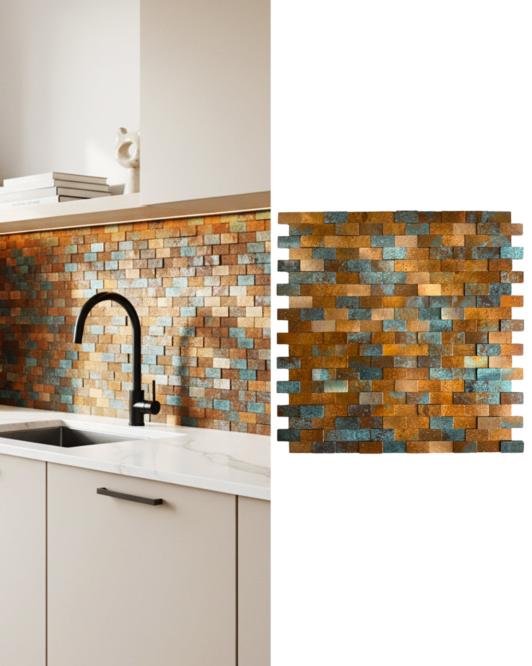 Rustic Wave | Peel & Stick Mosaic Tile Panel (300 x 298 mm / 11.8" x 11.7")