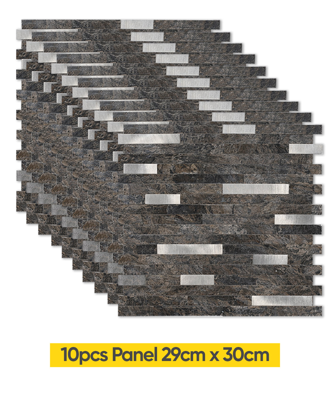 Steel Rock Mosaic | Peel & Stick Mosaic Tile Panel (292mm x 297mm / 11.5" x 11.7")