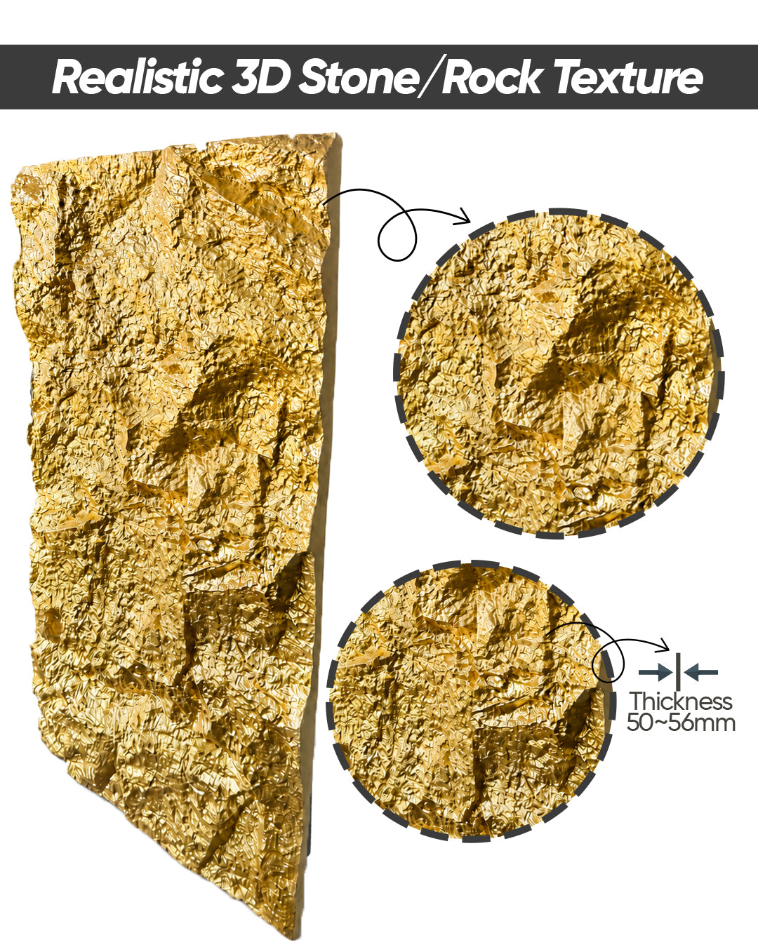 Golden Rock Stone Effect Wall Panels 120x60cm (47.24" x 23.62")