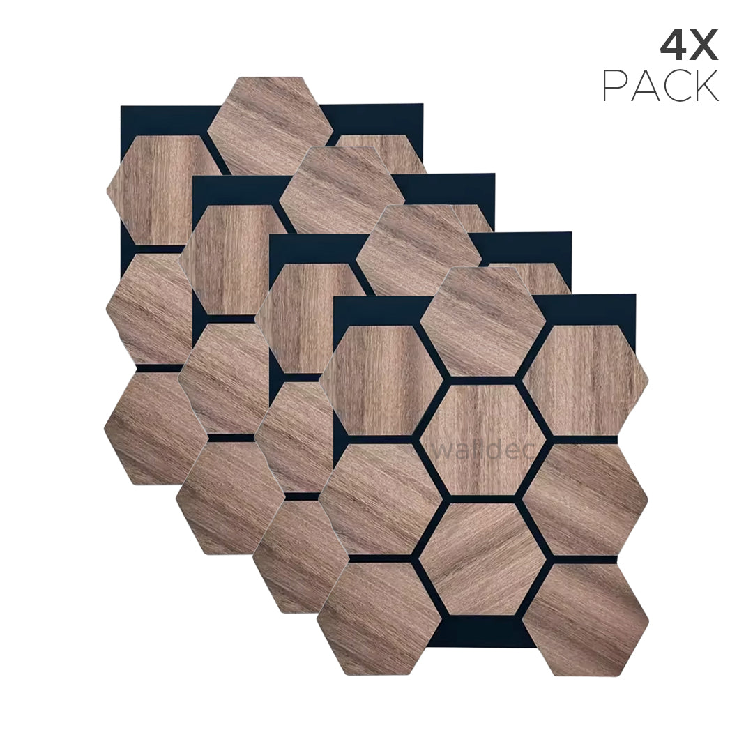 Hexagon Panels - Walnut Dream