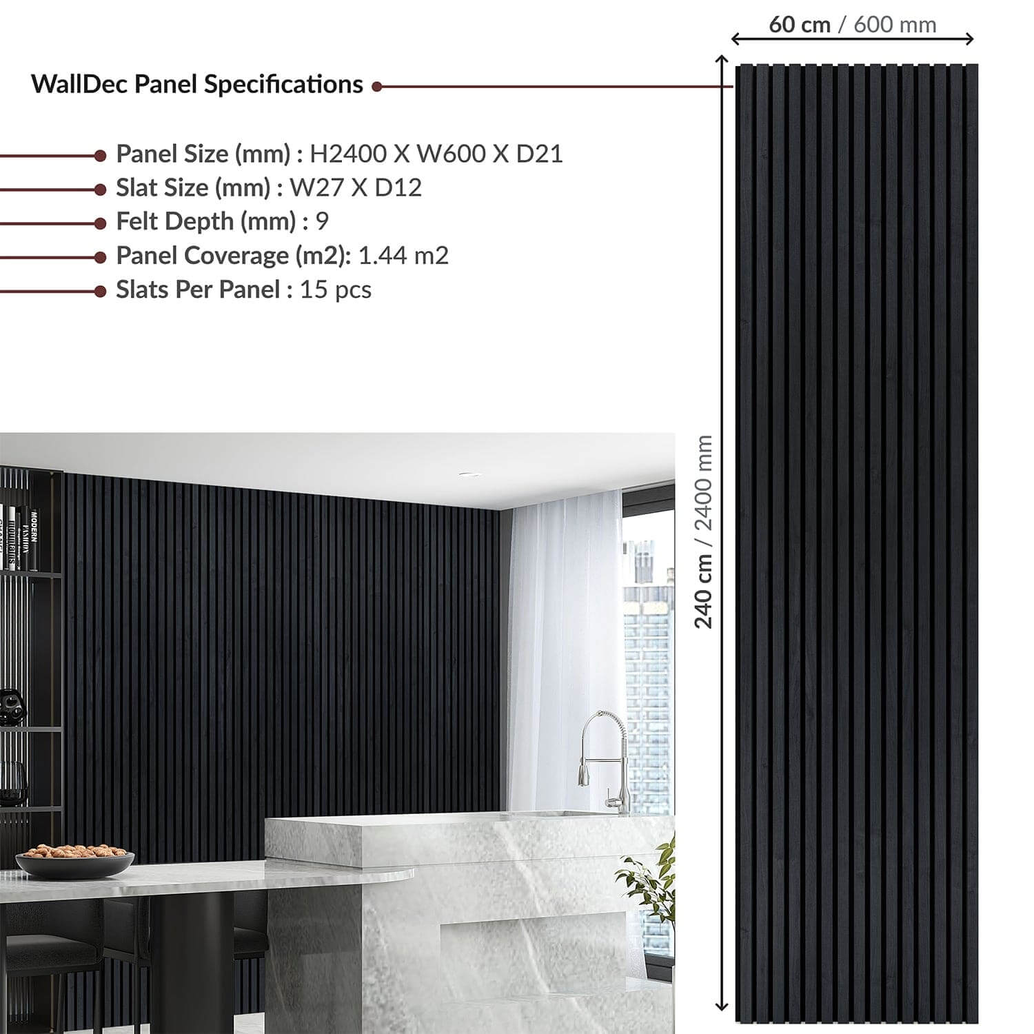 Charcoal Dark Wall Panel