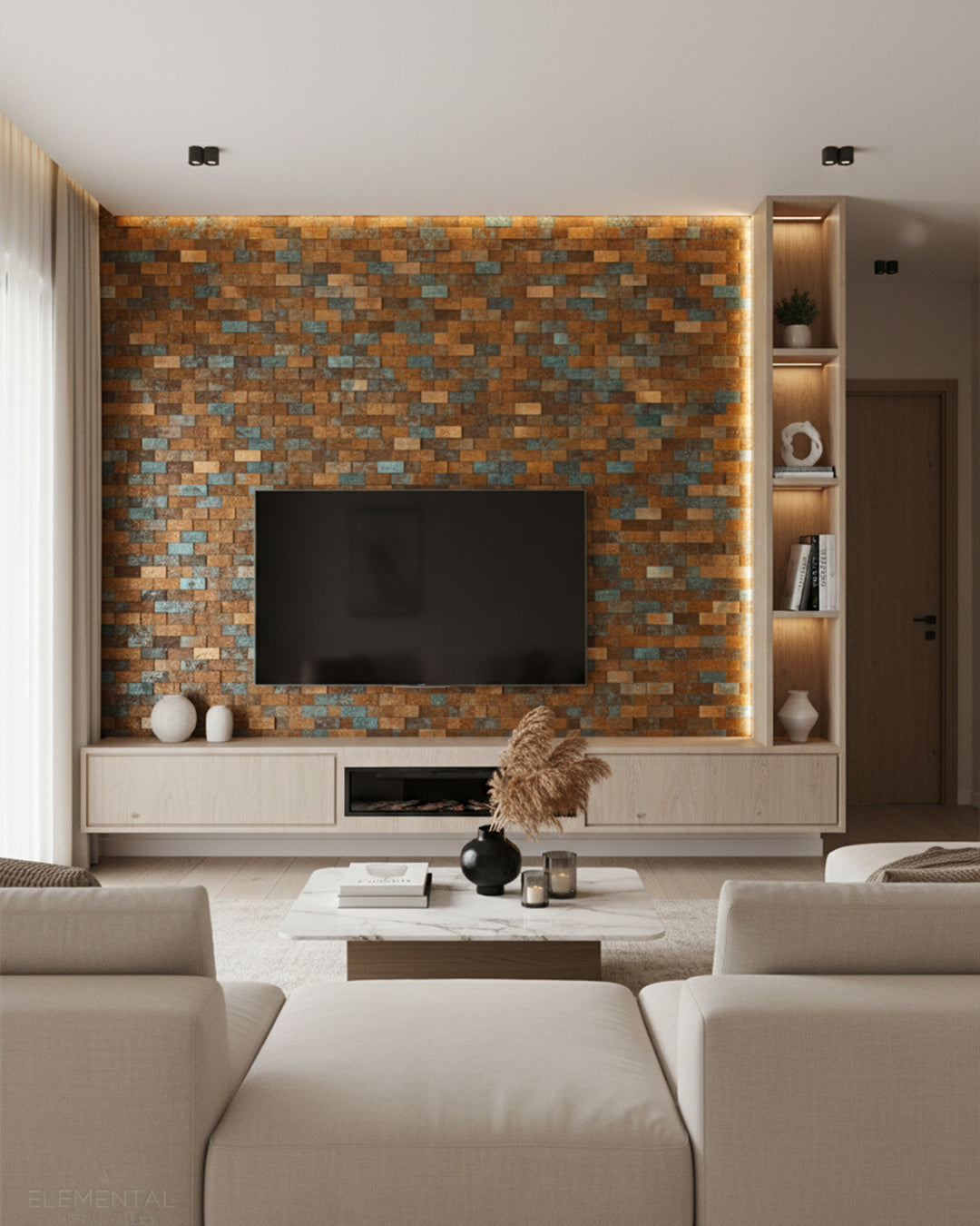 Rustic Wave | Peel & Stick Mosaic Tile Panel (300 x 298 mm / 11.8" x 11.7")