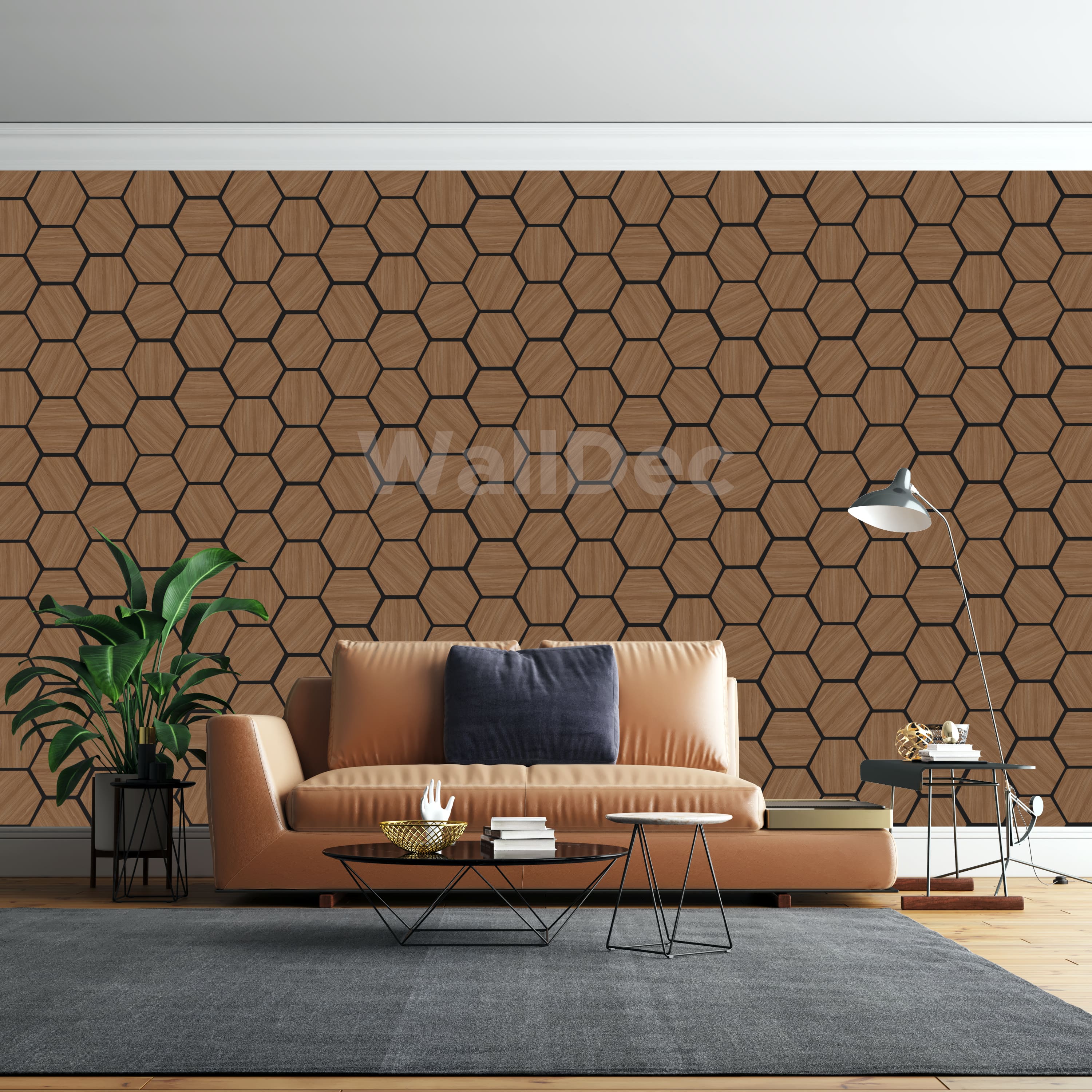 Hexagon Panels - Walnut Dream