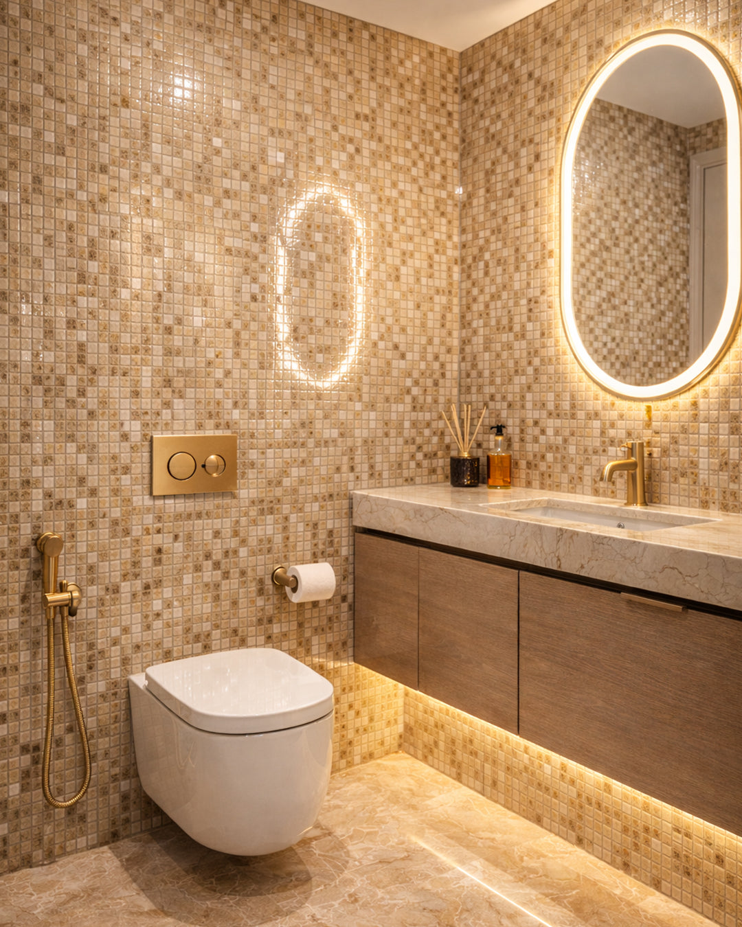 Golden Square | Peel & Stick Mosaic Tile Panel (30cm x 30cm / 11.8" x 11.7")