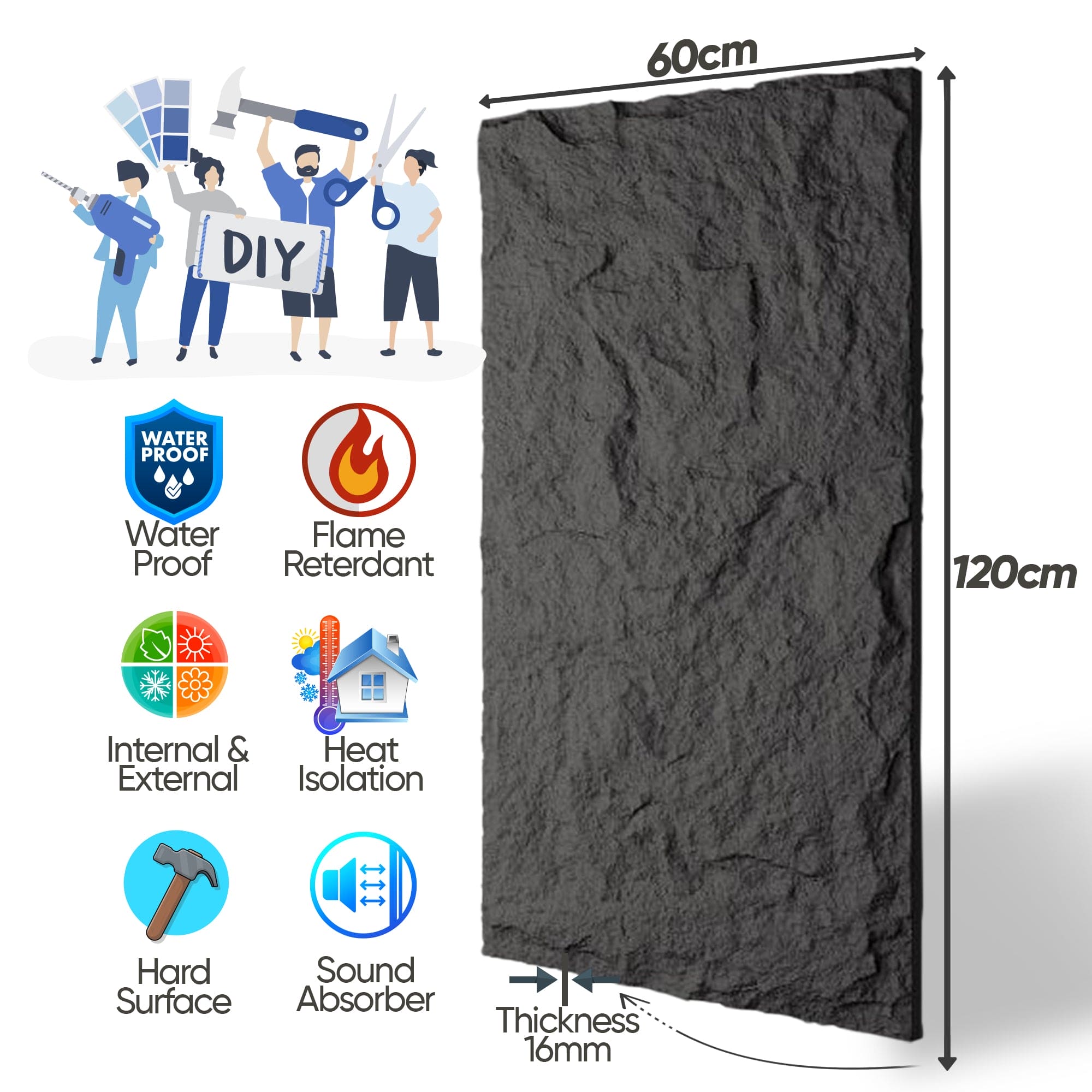 Castle Stone Rock Effect Wall Panels 120x60cm