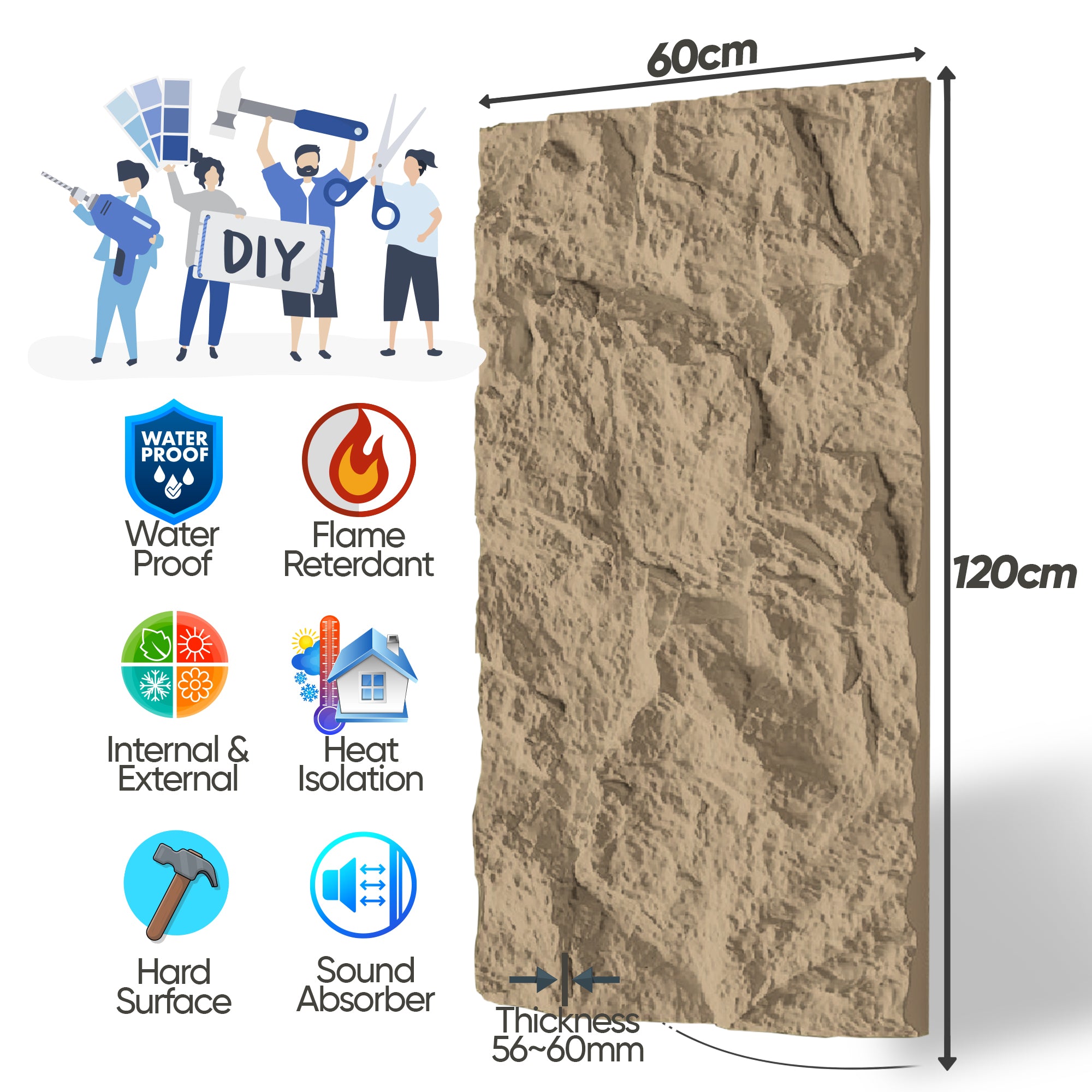 North Stone Rock Effect Wall Panels 120x60cm