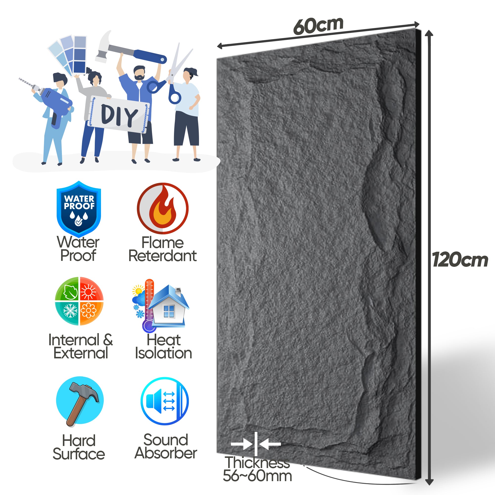 Bosphorus Stone Rock Effect Wall Panels 120x60cm