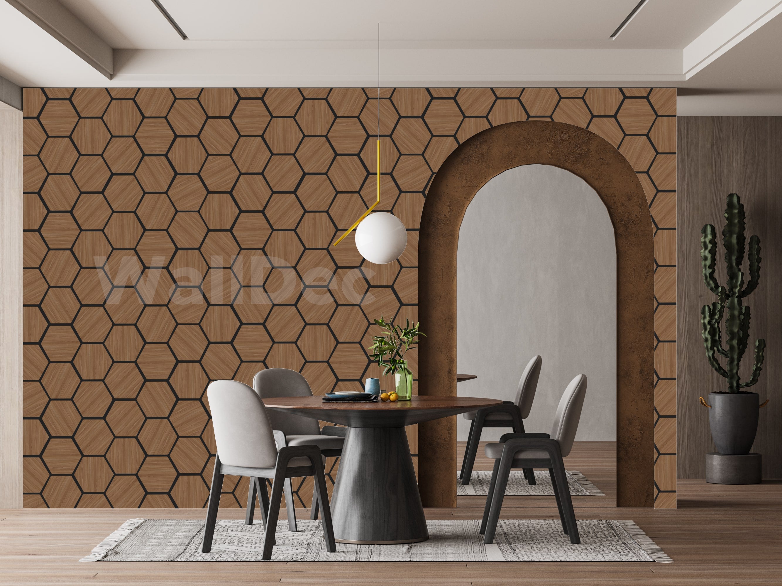 Hexagon Panels - Walnut Dream