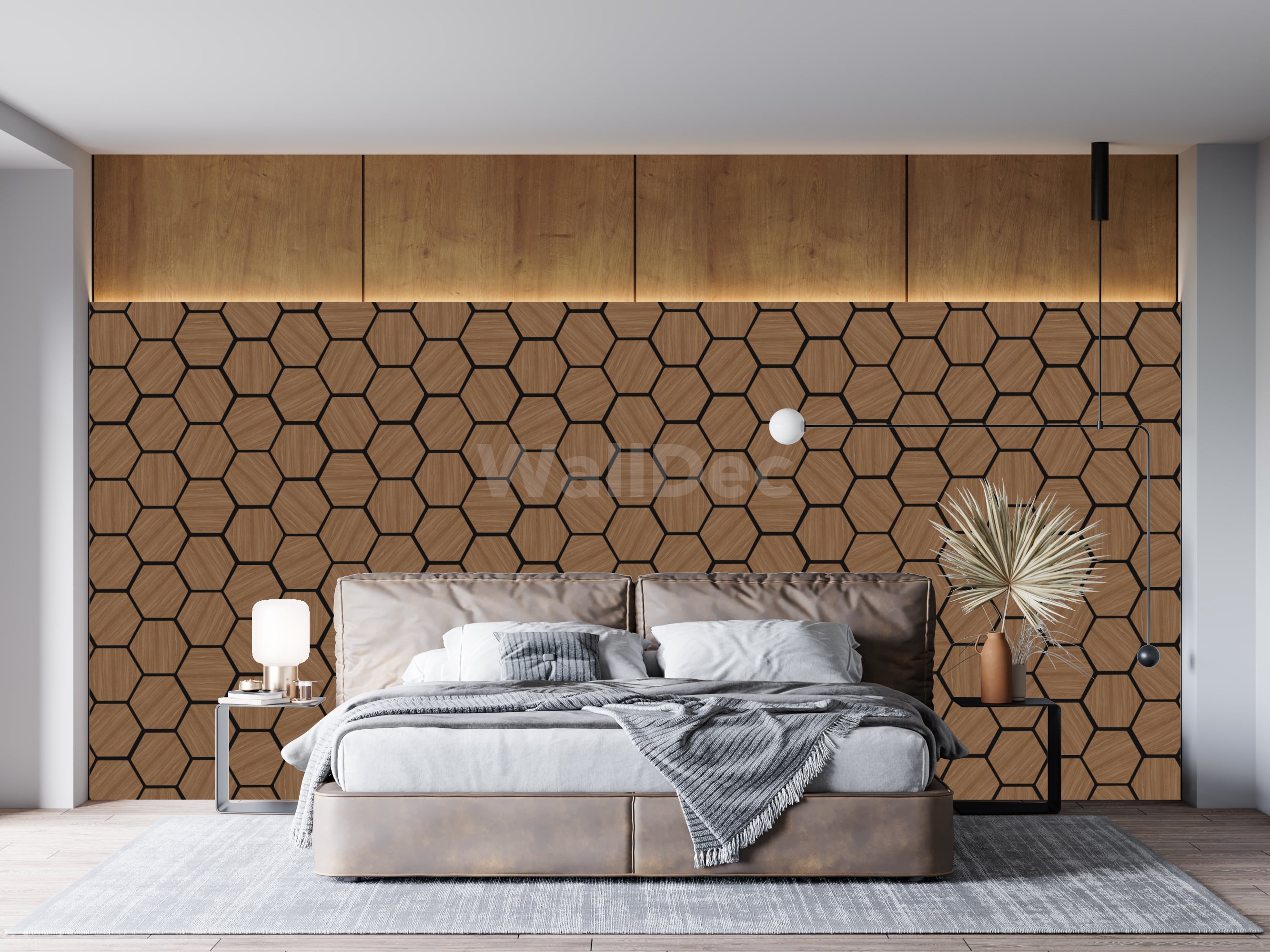 Hexagon Panels - Walnut Dream