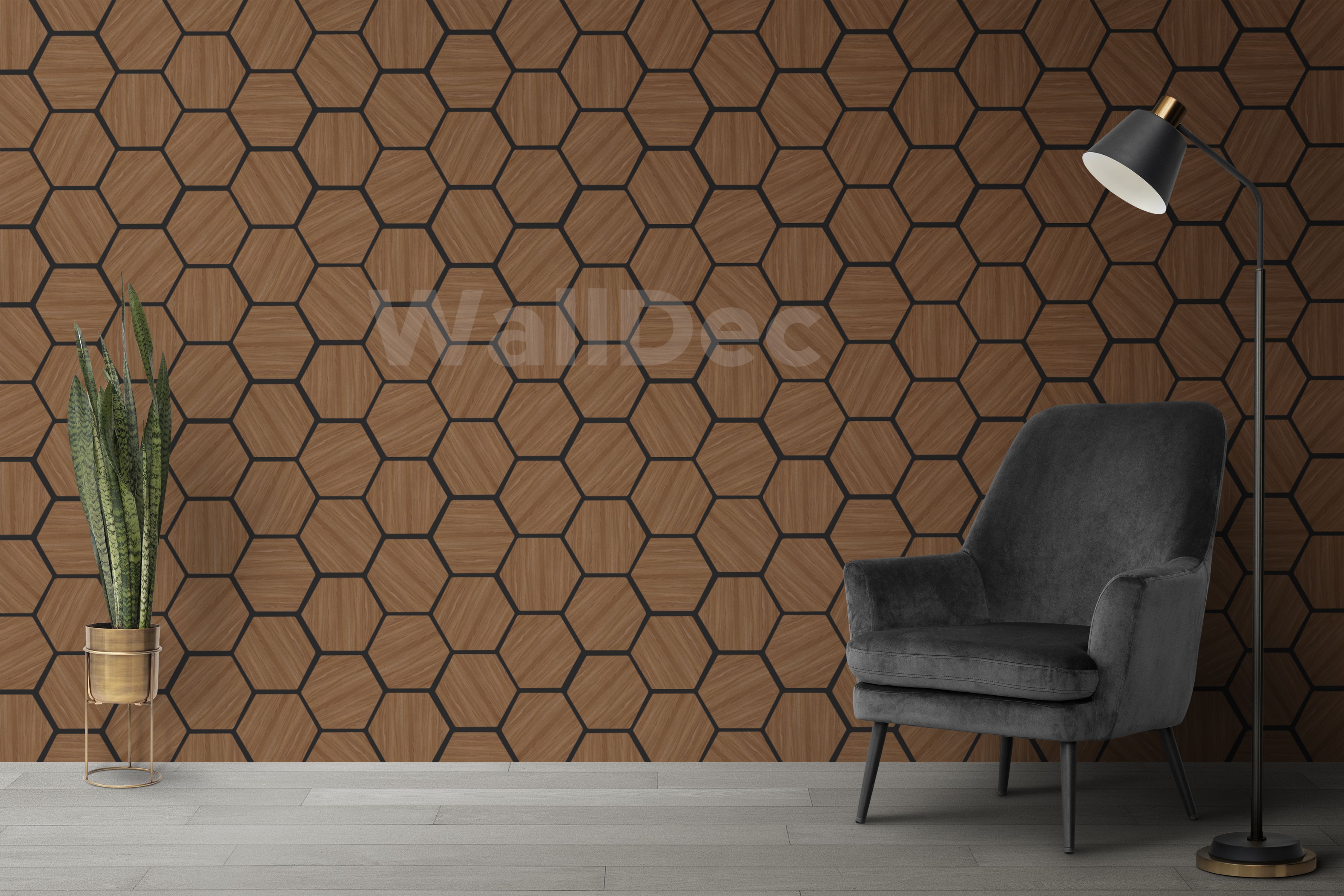 Hexagon Panels - Walnut Dream