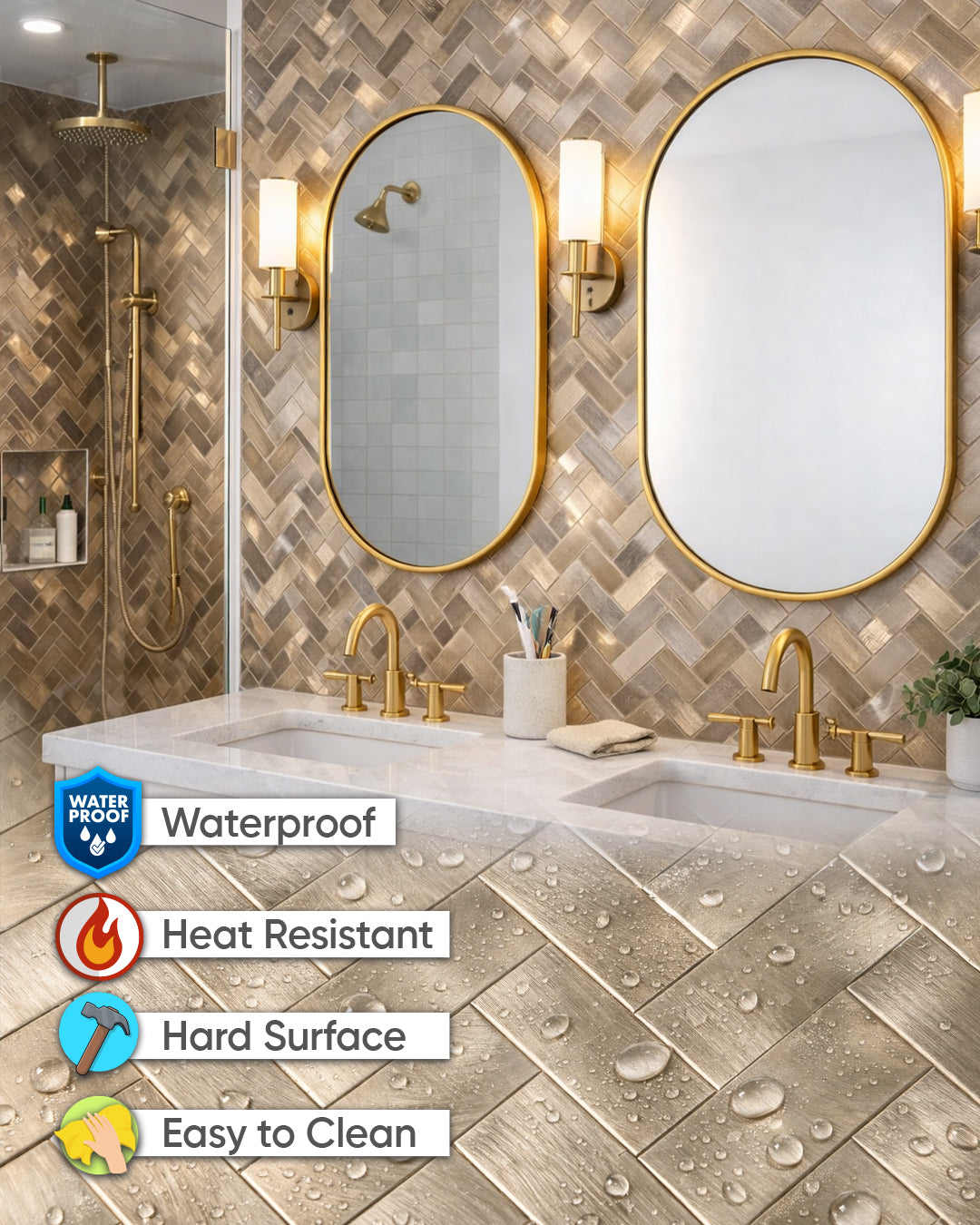 Harringborne Luxe | Peel & Stick Mosaic Tile Panel (255mm x 318mm / 10" x 12.5")