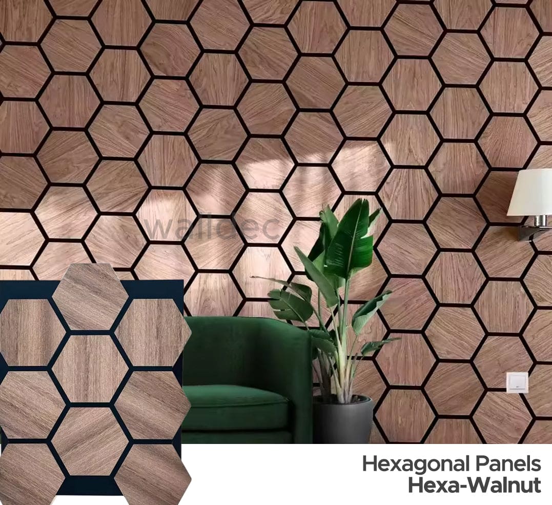 Hexagon Panels - Walnut Dream