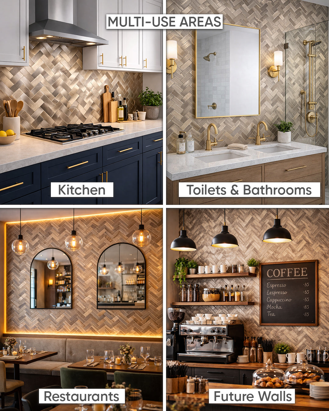 Harringborne Luxe | Peel & Stick Mosaic Tile Panel (255mm x 318mm / 10" x 12.5")