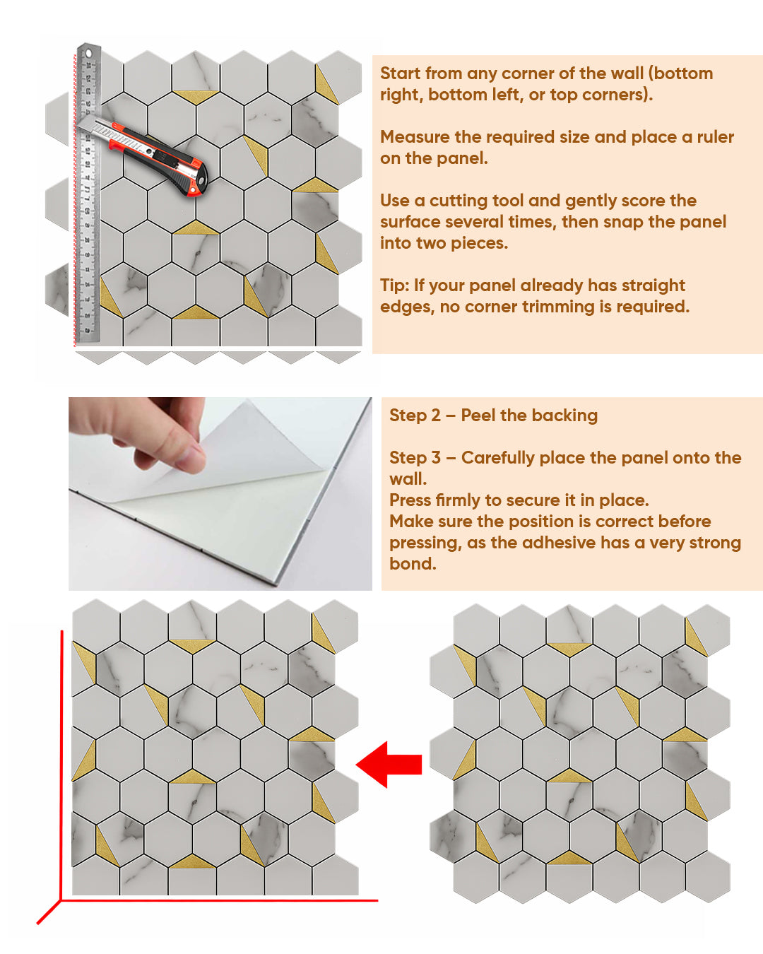 Hexa White | Peel & Stick Mosaic Tile Panel (288mm x 292mm / 11.3" x 11.5")