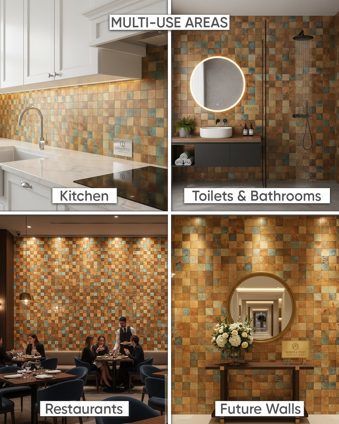 Oxide Mosaic | Self Adhesive Mosaic Tile Panel (30.5cm x 30.5cm / 12" x 12")