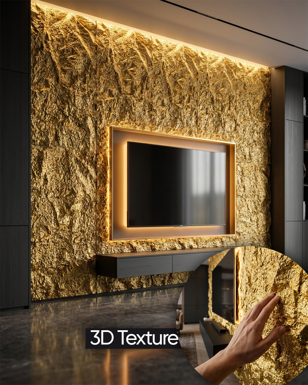 Golden Rock Stone Effect Wall Panels 120x60cm (47.24" x 23.62")