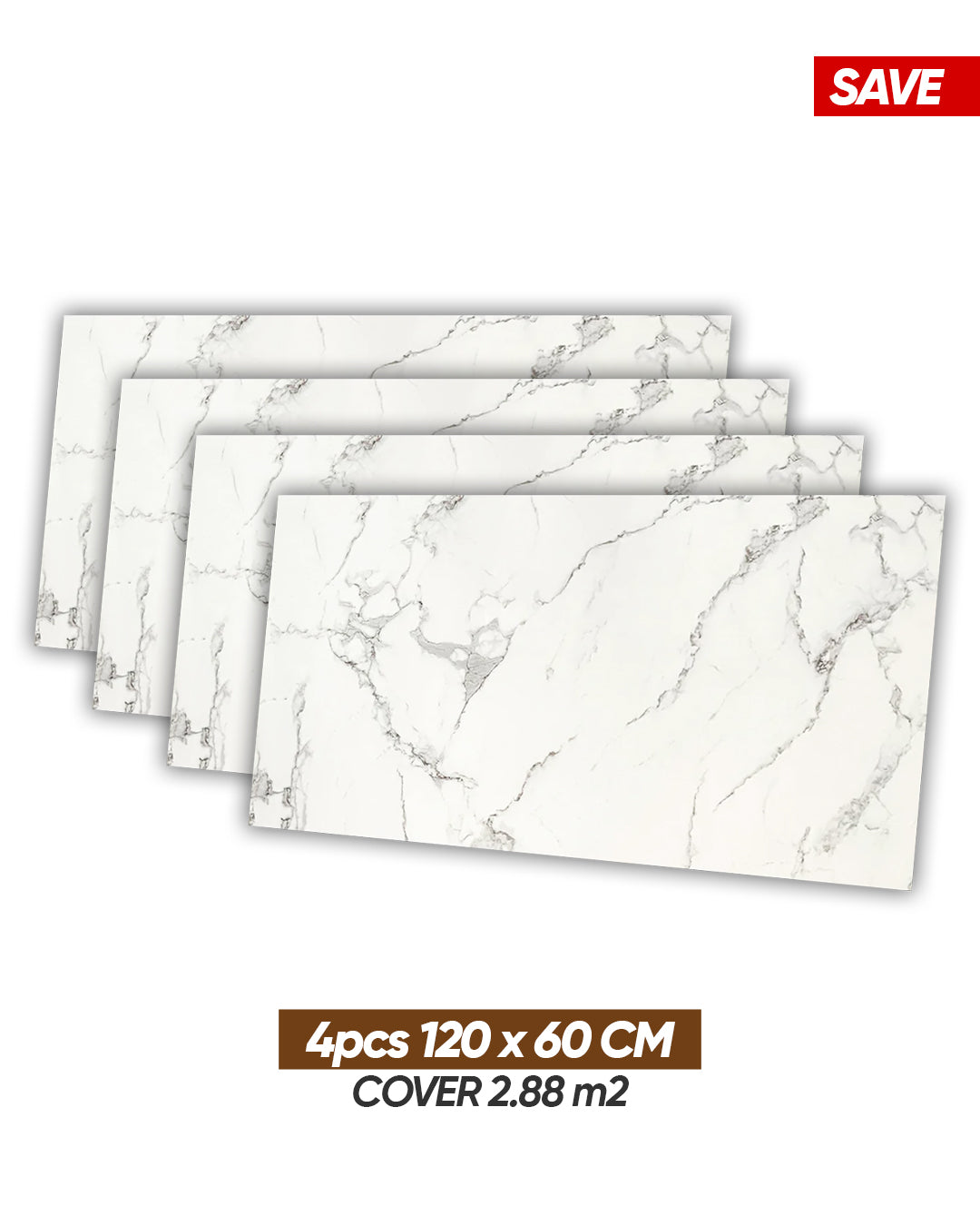 Carrara Marble Effect Wall Panels 120 x 60 cm