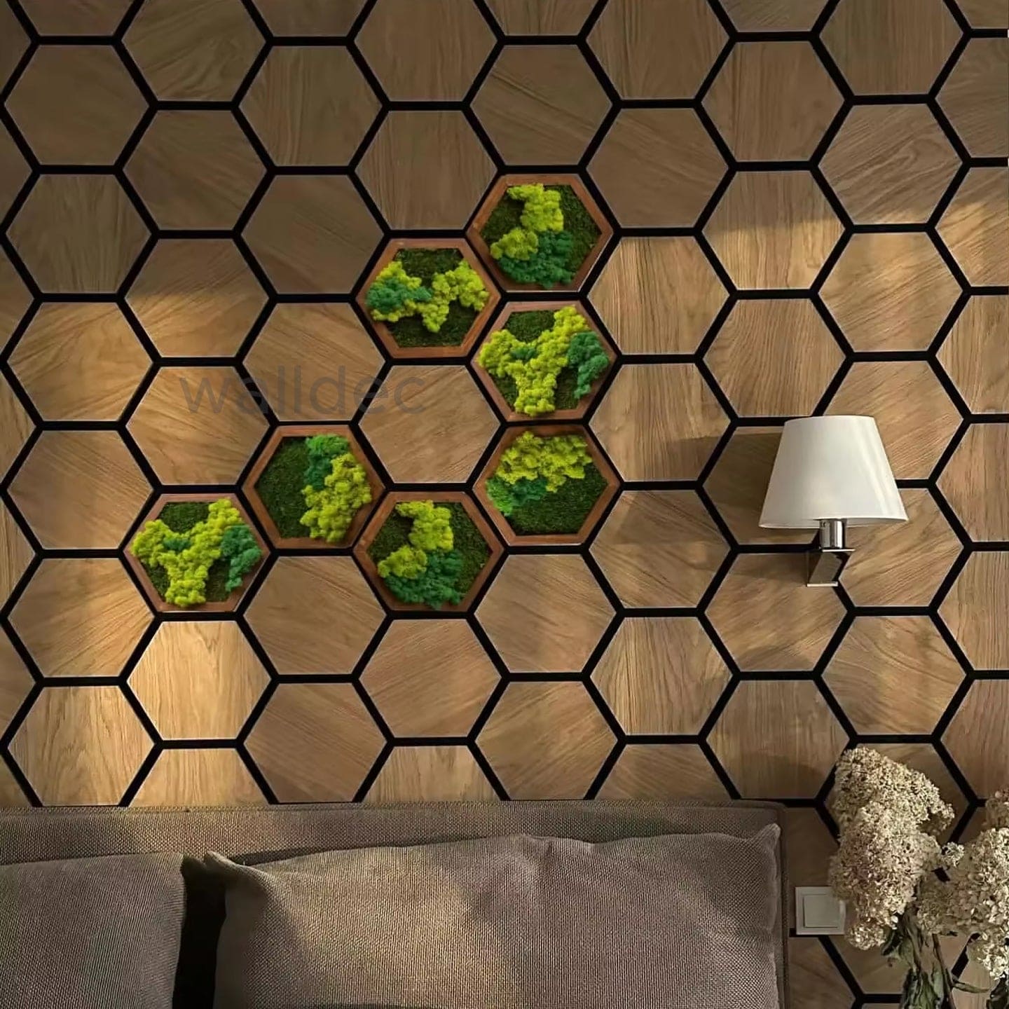 Hexagonal Panel Design Hexagon Panels - Walnut Dream – Walldec