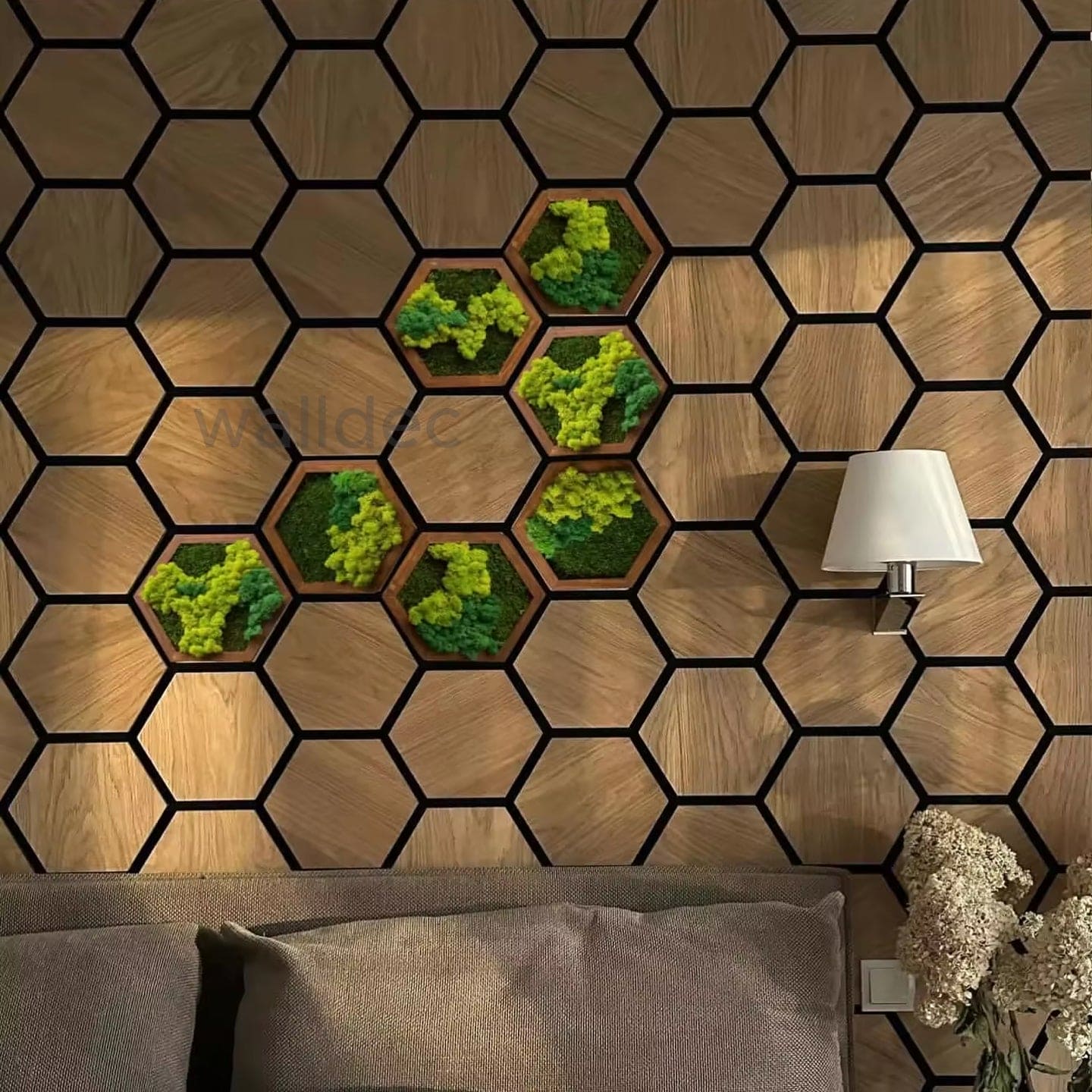 Hexagon Panels - Walnut Dream