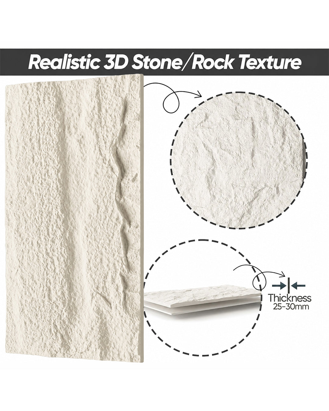 Ivory Rock Stone Effect Wall Panels 120x60cm (47.2" x 23.6")