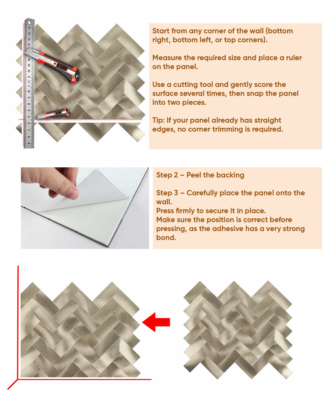Harringborne Luxe | Peel & Stick Mosaic Tile Panel (255mm x 318mm / 10" x 12.5")