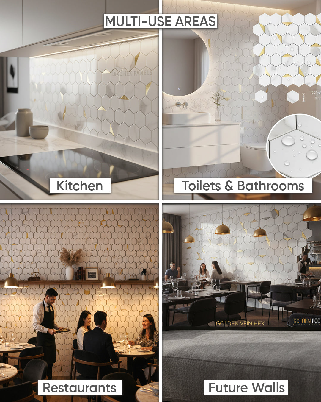 Hexa White | Peel & Stick Mosaic Tile Panel (288mm x 292mm / 11.3" x 11.5")
