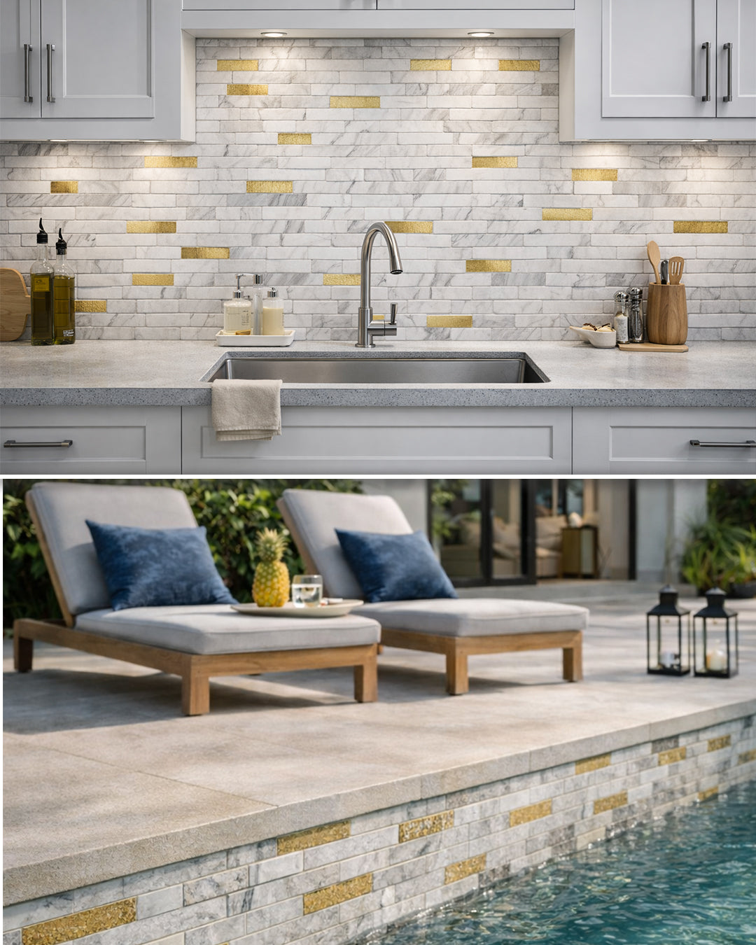 PureLux Gold | Peel & Stick Mosaic Tile Panel (292mm x 297mm / 11.5" x 11.7")