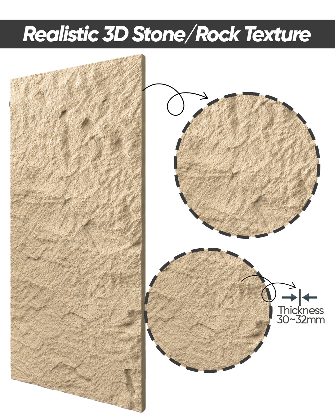 Sandstorm Stone Rock Effect Wall Panels 120x60cm (47.24" x 23.62")