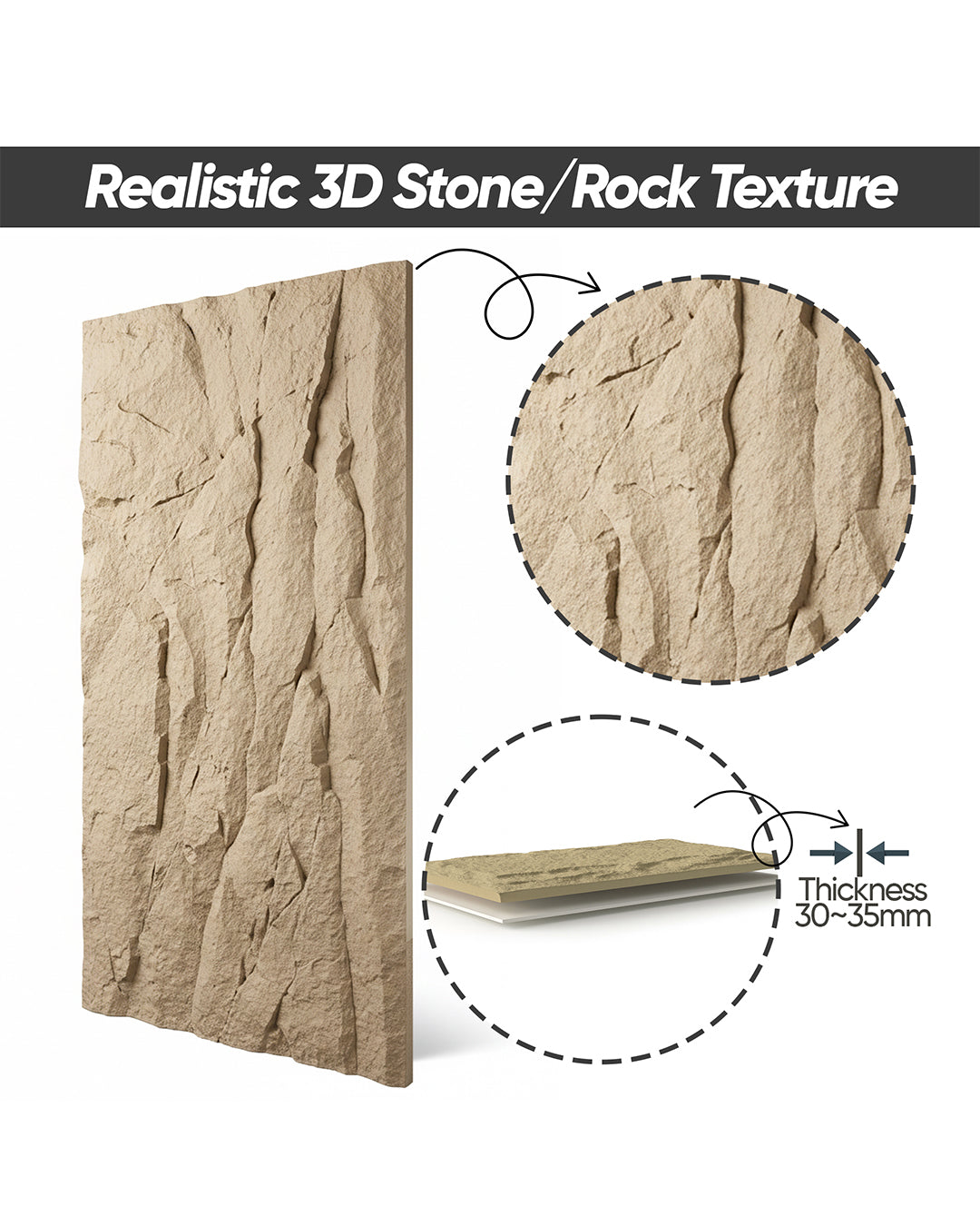 Helios Stone Rock Effect Wall Panels 120x60cm (47.24" x 23.62")