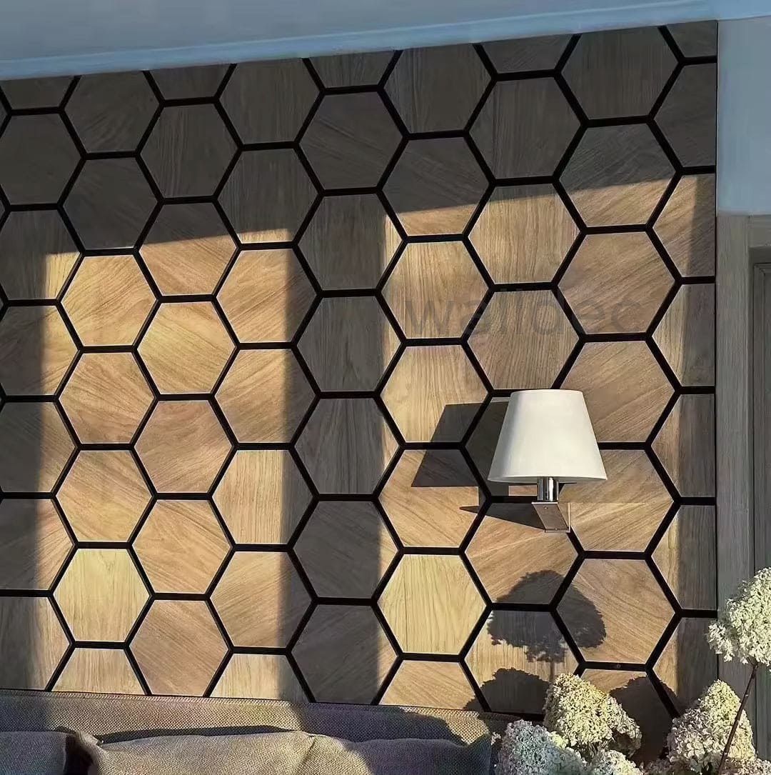 Hexagon Panels - Walnut Dream