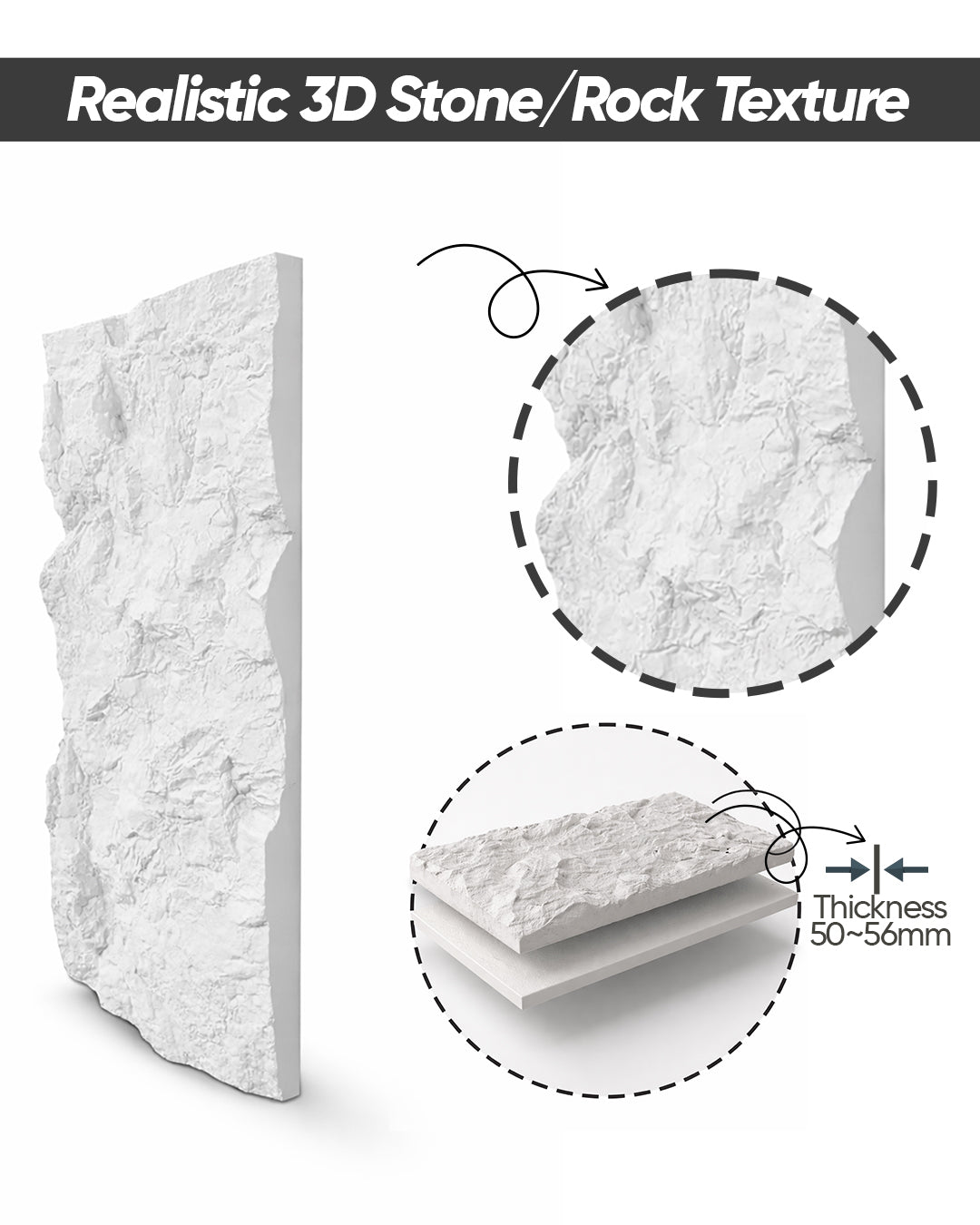 Iceberg Rock Stone Effect Wall Panels 120x60cm (47.24" x 23.62")