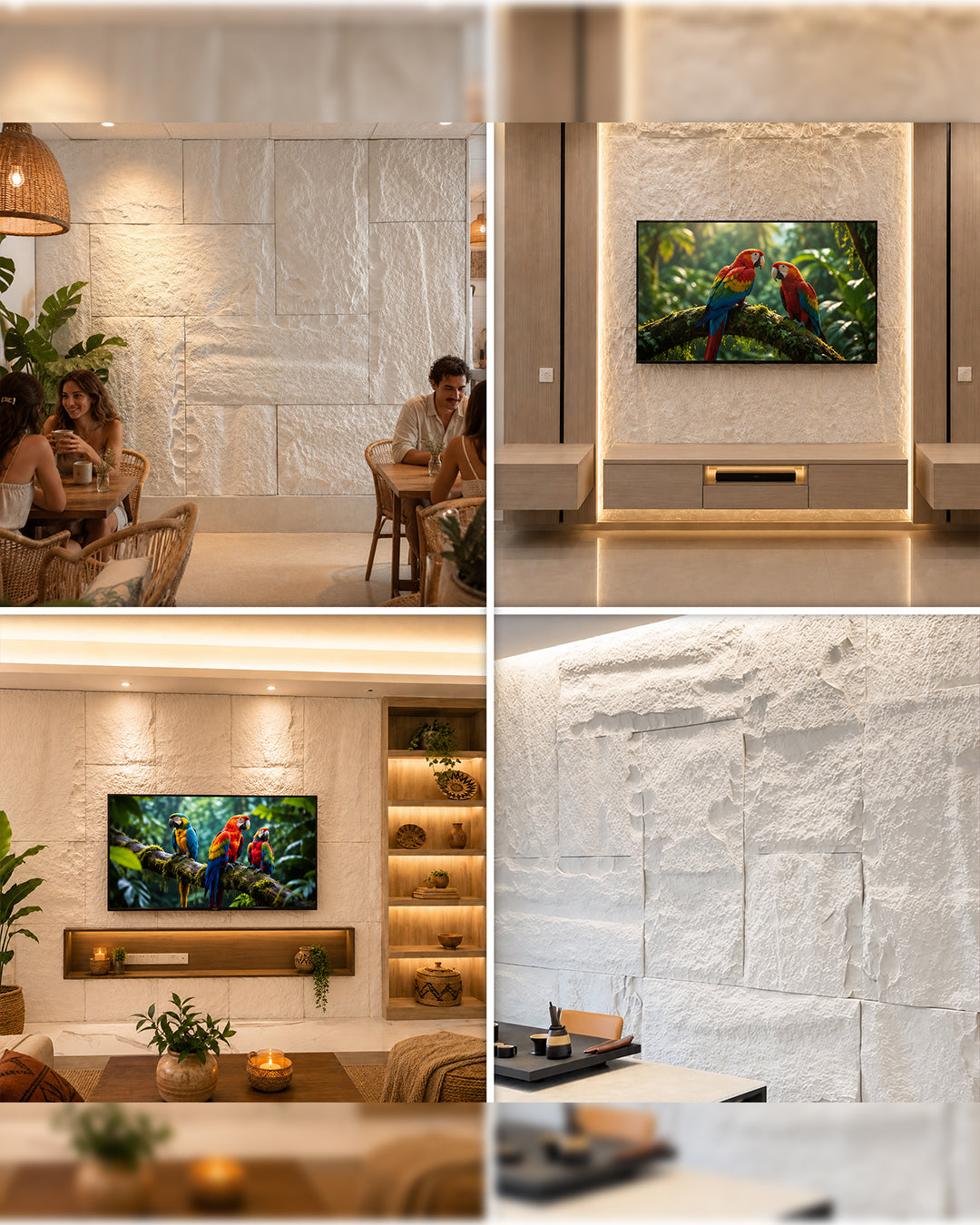Ivory Rock Stone Effect Wall Panels 120x60cm (47.2" x 23.6")