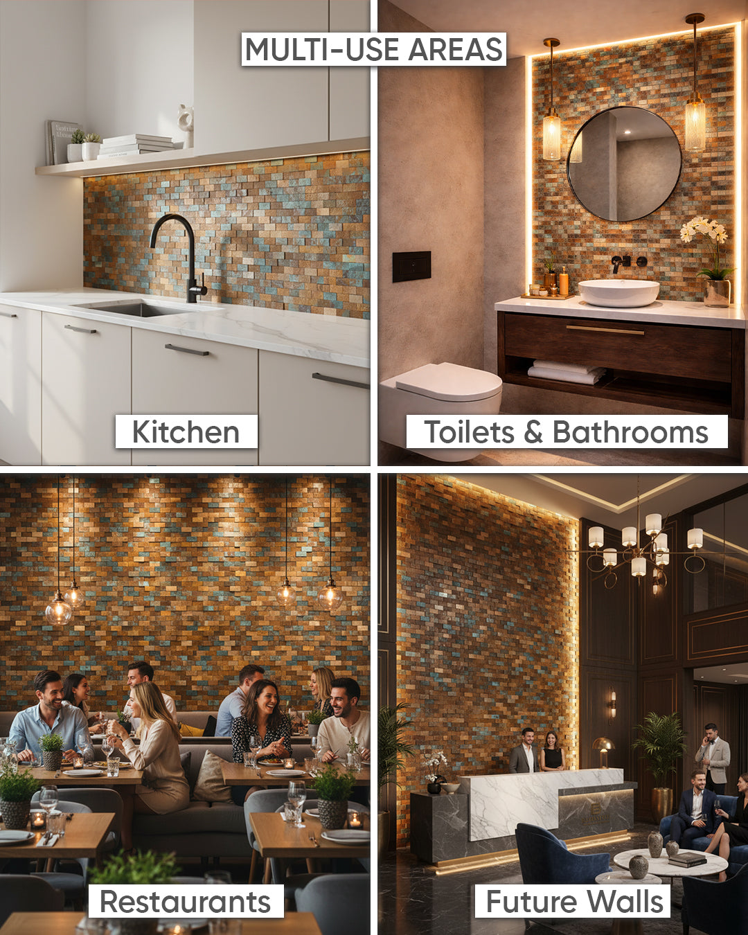 Rustic Wave | Peel & Stick Mosaic Tile Panel (300 x 298 mm / 11.8" x 11.7")