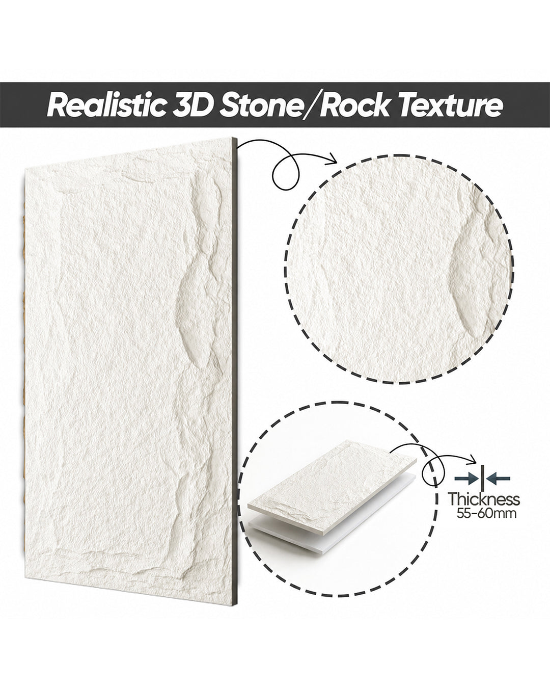 Cloudy Rock Stone Effect Wall Panels 120x60cm (47.2" x 23.6")