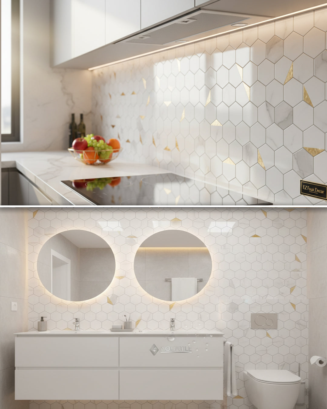 Hexa White | Peel & Stick Mosaic Tile Panel (288mm x 292mm / 11.3" x 11.5")