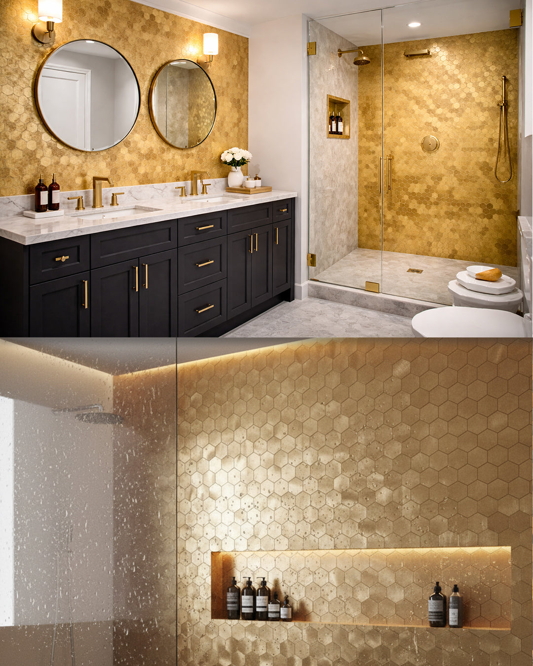 Hexa Gold | Peel & Stick Mosaic Tile Panel (288mm x 292mm / 11.3" x 11.5")