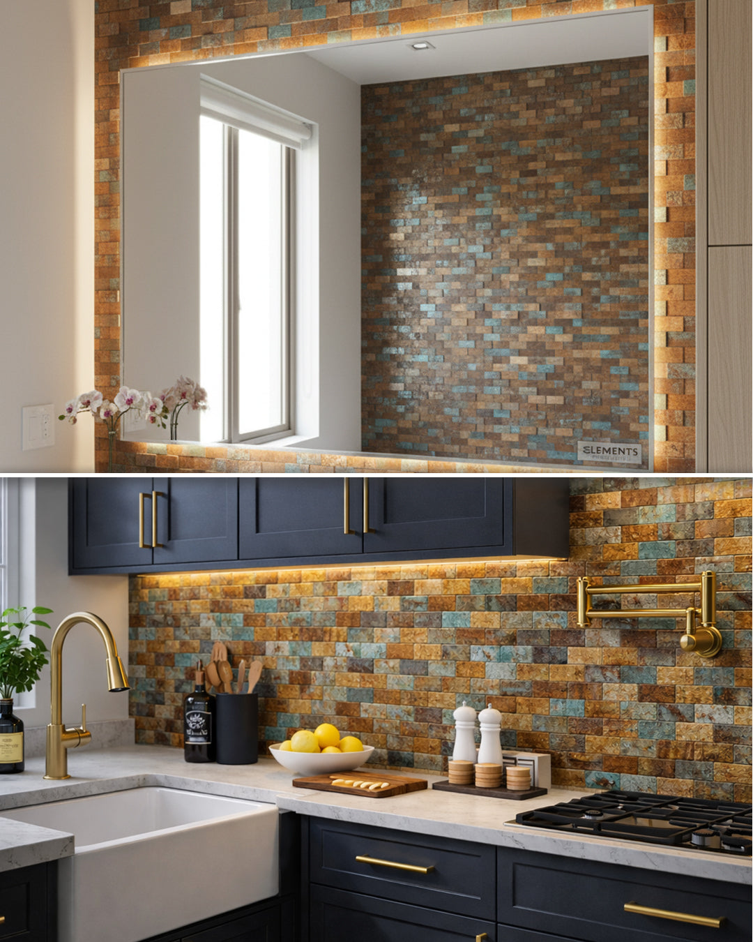 Rustic Wave | Peel & Stick Mosaic Tile Panel (300 x 298 mm / 11.8" x 11.7")
