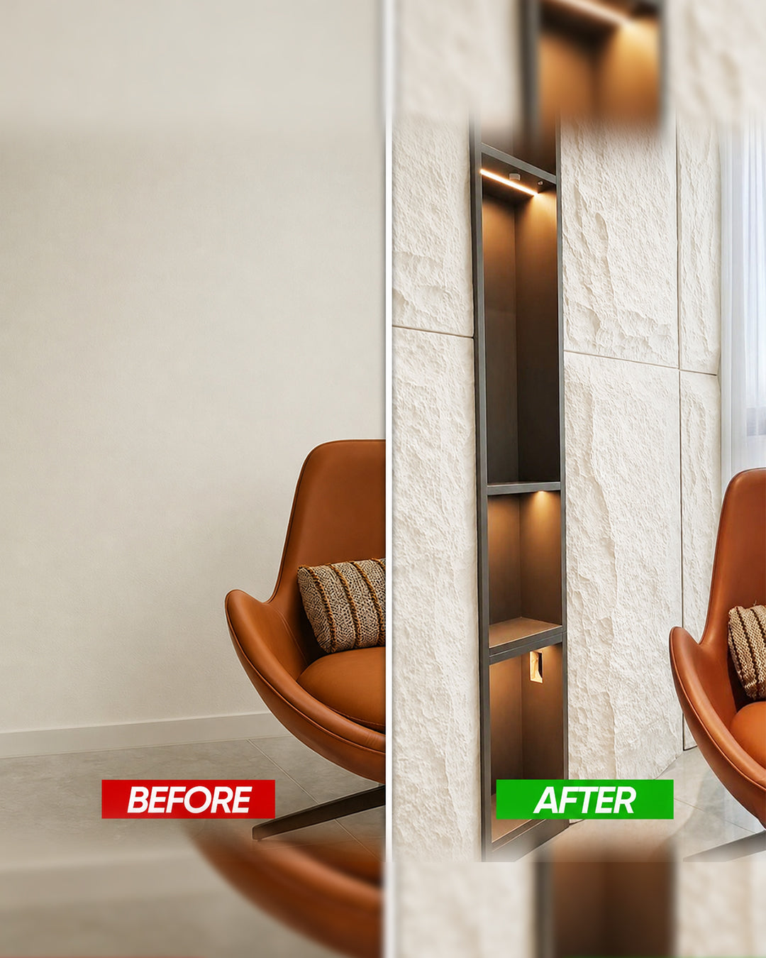 Cloudy Rock Stone Effect Wall Panels 120x60cm (47.2" x 23.6")