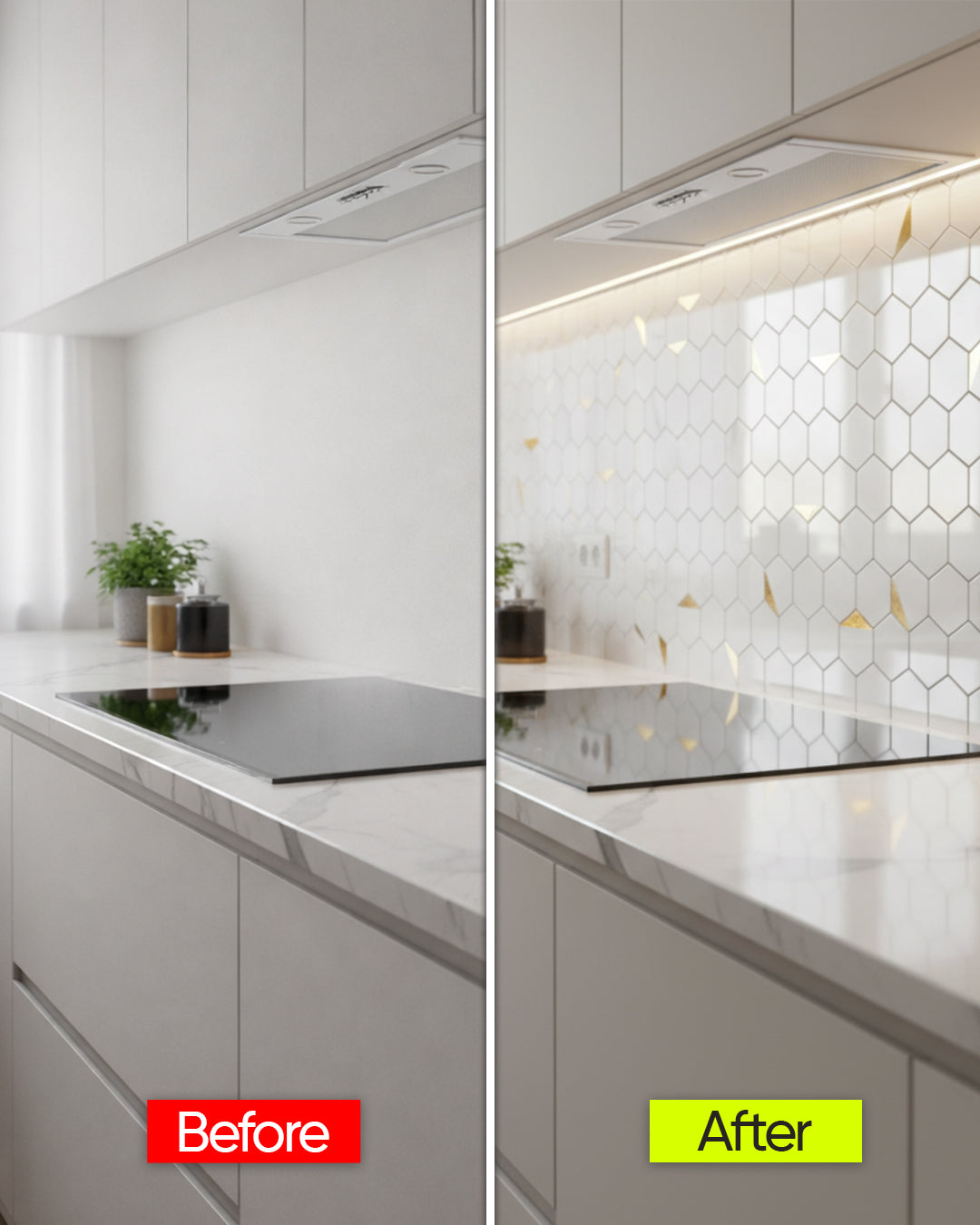 Hexa White | Peel & Stick Mosaic Tile Panel (288mm x 292mm / 11.3" x 11.5")