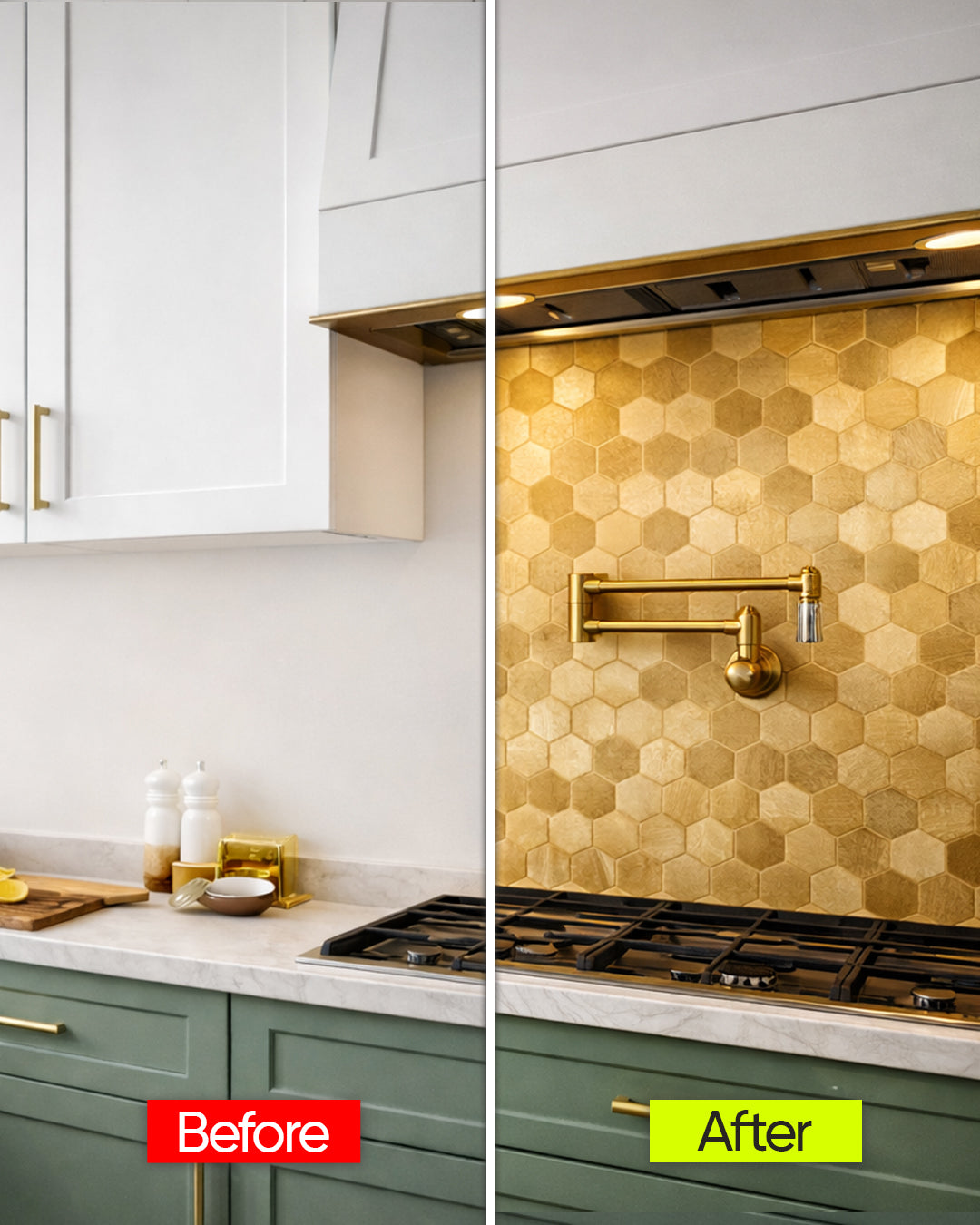 Hexa Gold | Peel & Stick Mosaic Tile Panel (288mm x 292mm / 11.3" x 11.5")