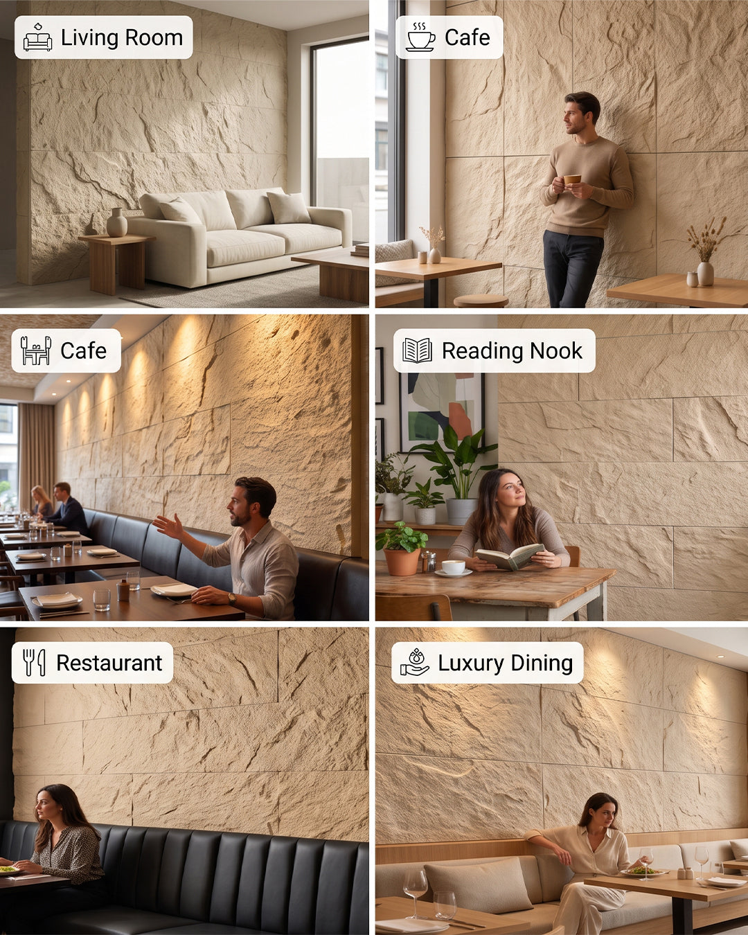 Sandstorm Stone Rock Effect Wall Panels 120x60cm (47.24" x 23.62")