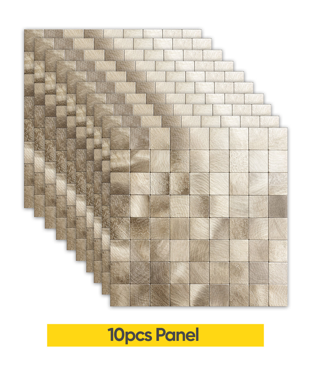 Golden Square | Peel & Stick Mosaic Tile Panel (30cm x 30cm / 11.8" x 11.7")