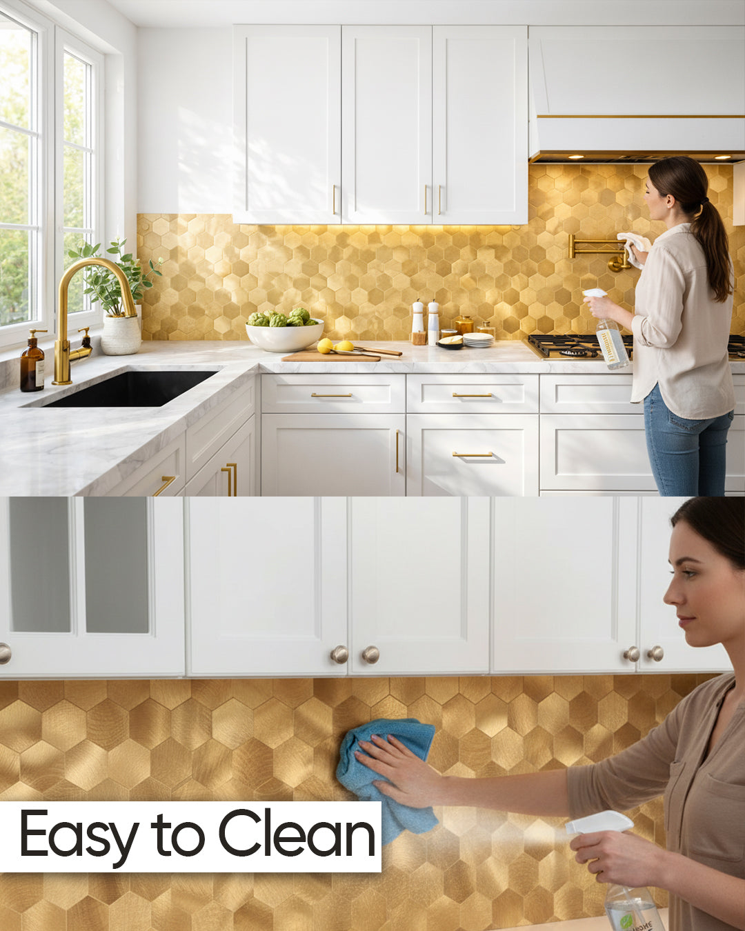 Hexa Gold | Peel & Stick Mosaic Tile Panel (288mm x 292mm / 11.3" x 11.5")