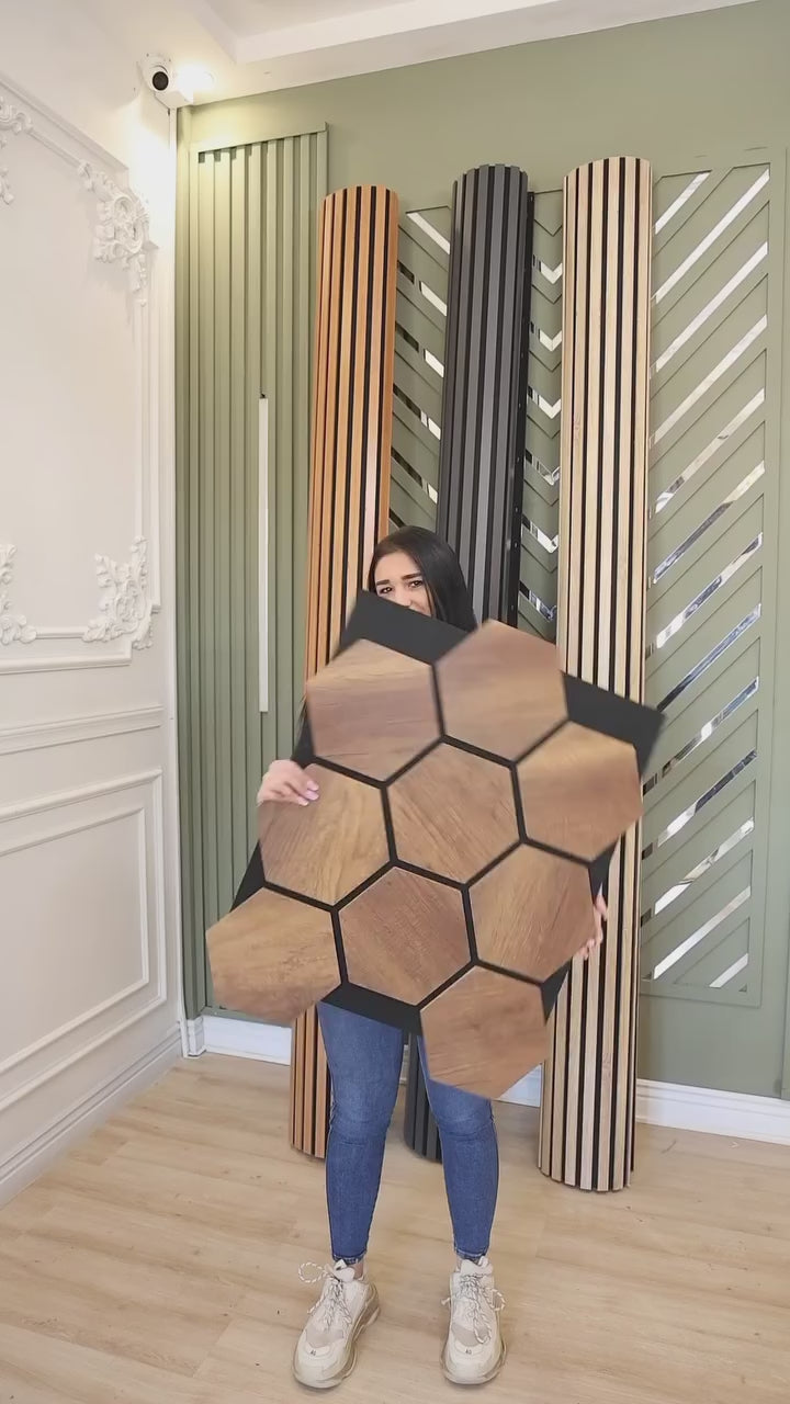 Hexagon Panels - Walnut Dream